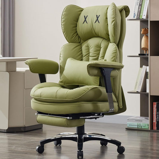 Efomao Big and Tall Office Chair with Footrest – High Back Computer Chair with Adjustable Armrests，Executive Office Chair with Wide Seat, Modern Desk Chair for Home Office, Gaming, or Study, Green