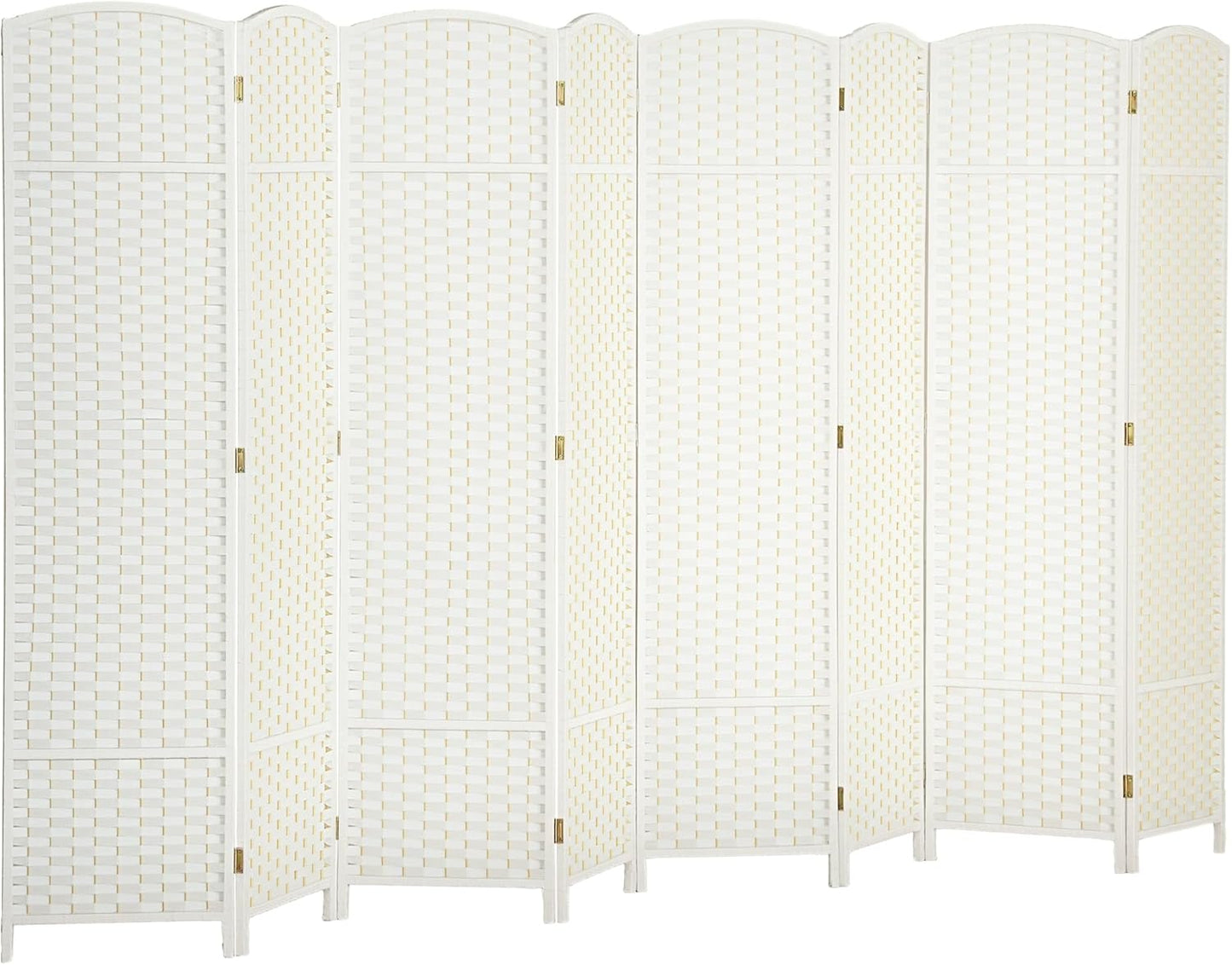 HOMCOM Room Divider, 8 Panel Folding Privacy Screen, 5.6' Tall Freestanding Wall Partition for Home Office, Bedroom, White