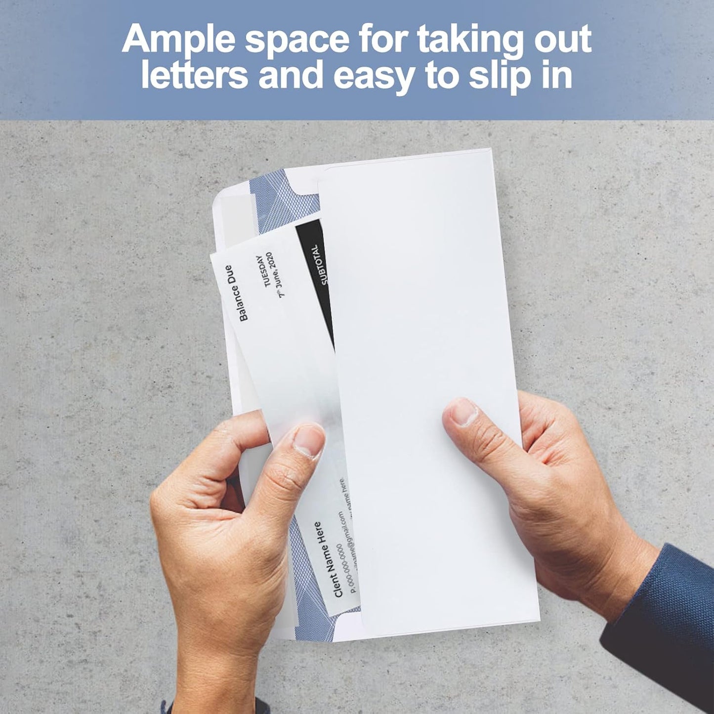 500#9 Double Window Security Envelopes, PANDRI NO.9 Self Seal White Envelopes Designed for Invoices, Business Statements & Documents - Number 9 Size 3 7/8 Inch X 8 7/8 Inch - 24 LB