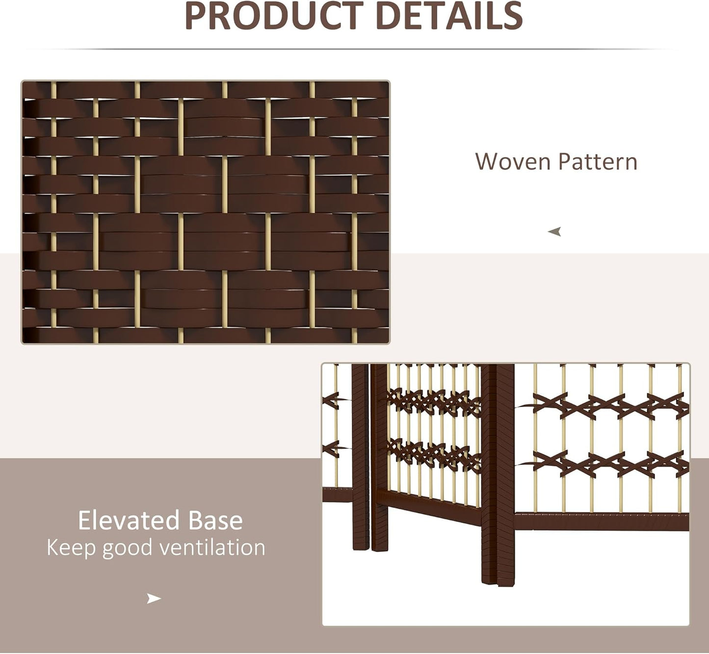 HOMCOM 3 Panel Room Divider, Folding Privacy Screen, 5.6' Room Separator, Wave Fiber Freestanding Partition Wall Divider, Brown