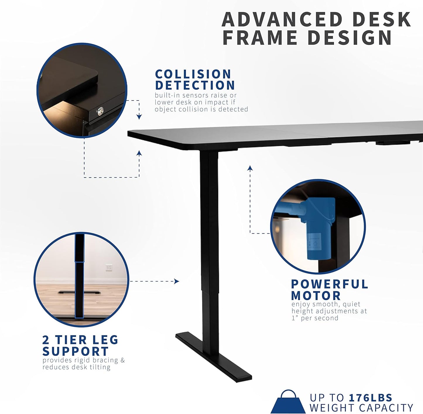 VIVO Electric 43 x 24 in Standing Desk, Memory Height Adjustment, 1B Series, One-Piece White Top, White Frame, DESK-KIT-1W4W