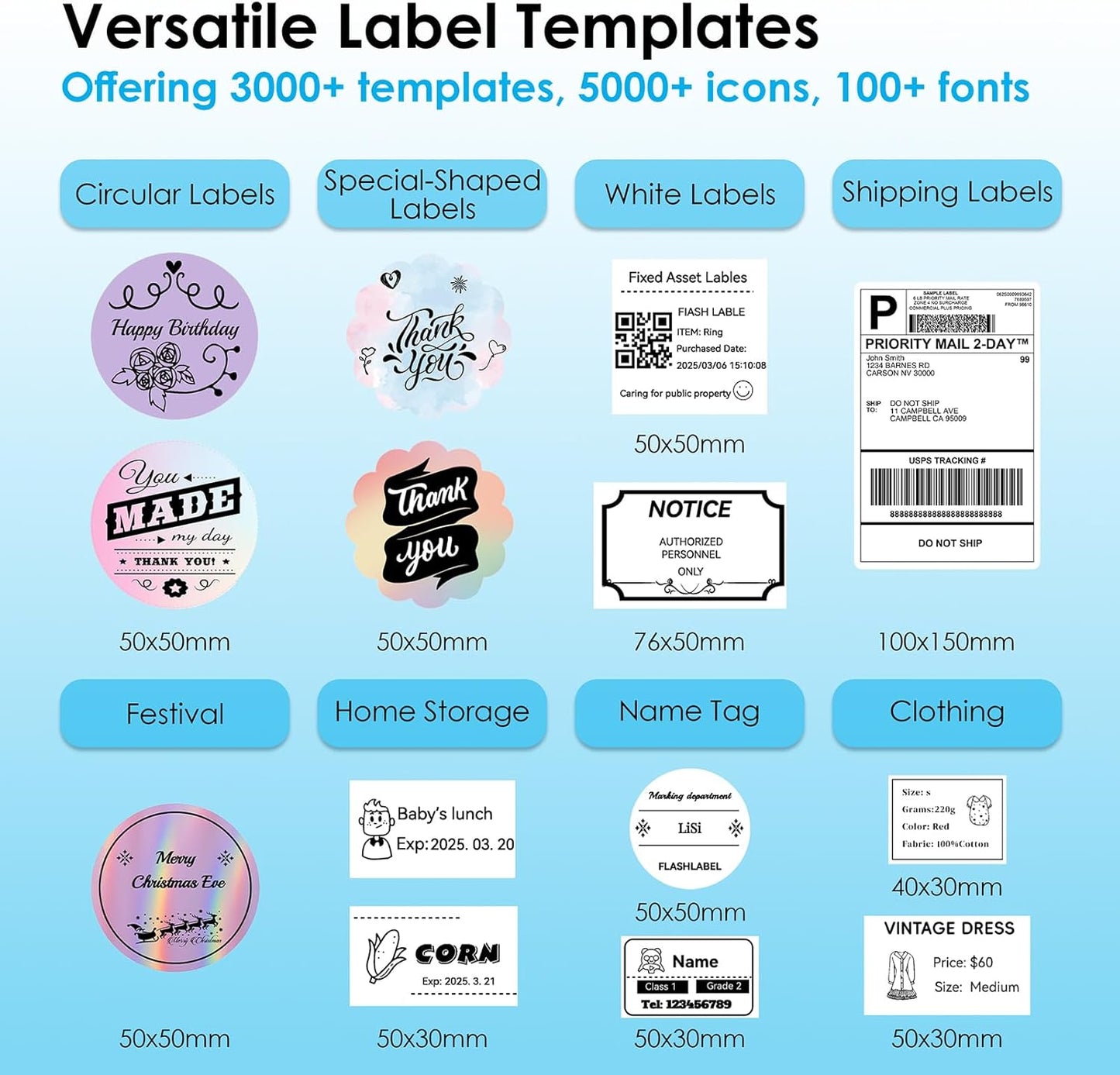 Bluetooth Thermal Shipping Label Printer, 4x6 Portable Thermal Address Label Printer for Small Business, Compatible with iPhone,Android,Windows,Mac,Chromebook –Works with Ebay Shopify USPS&More