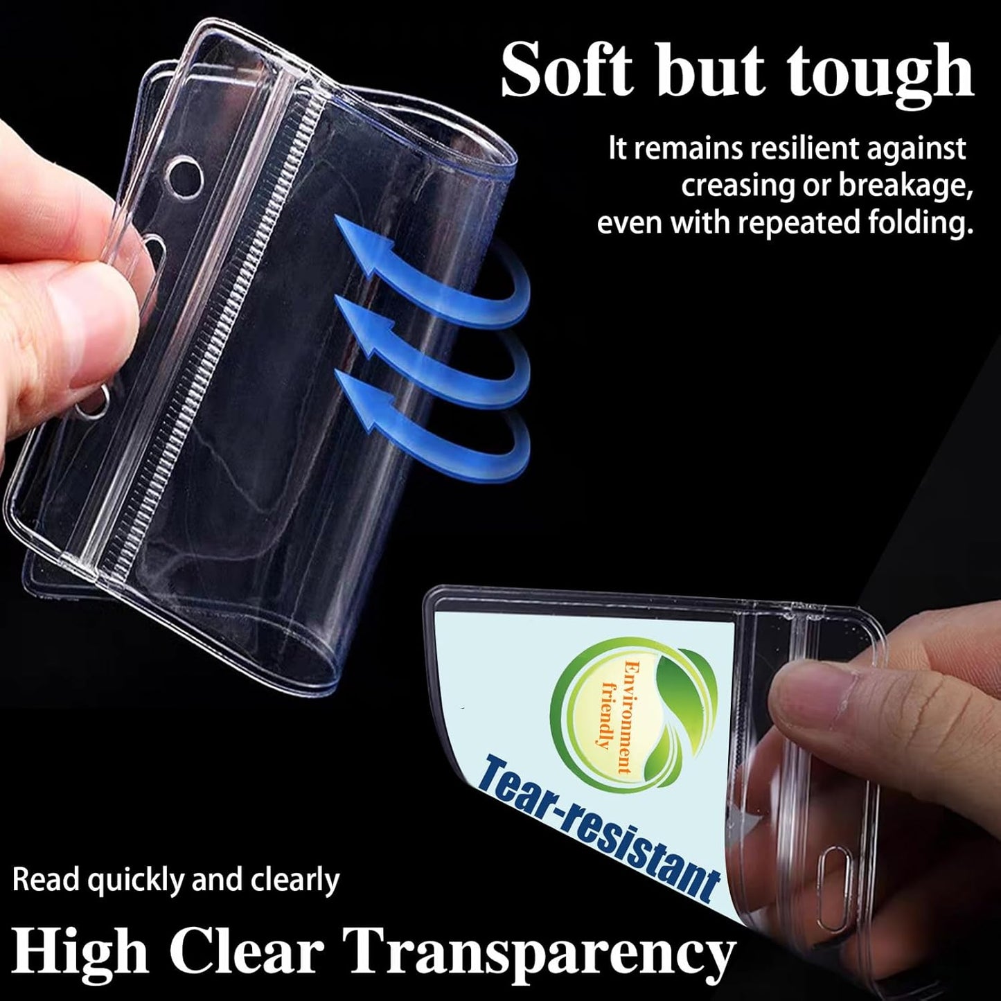 Horizontal Badge Holder, Extra Thick ID Card Name Badge Holder, Name tag Holder with Waterproof Type Resealable Zip (100 Pcs)