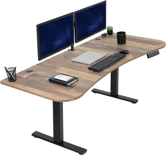 VIVO Electric 63 x 32 in Standing Desk, Memory Height Adjustment, 1B Series, Reclaimed Wood Top Black Frame, DESK-KIT-1B1P