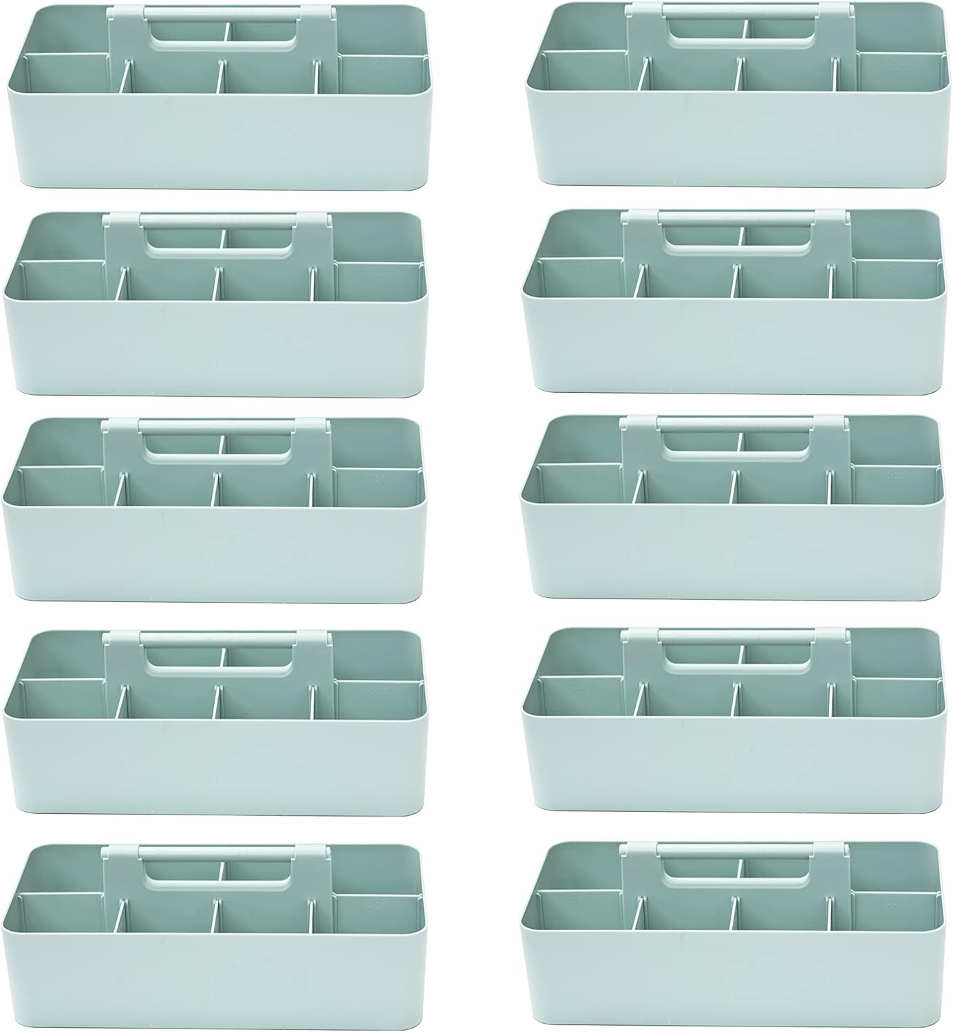 -Large Portable Caddy, DIY Dividers, 8 Compartments, School Office Supplies Home Business Organizer,Portable Basket with Handle Storage Organizer Modern Made in USA (10 PACK, Mint)