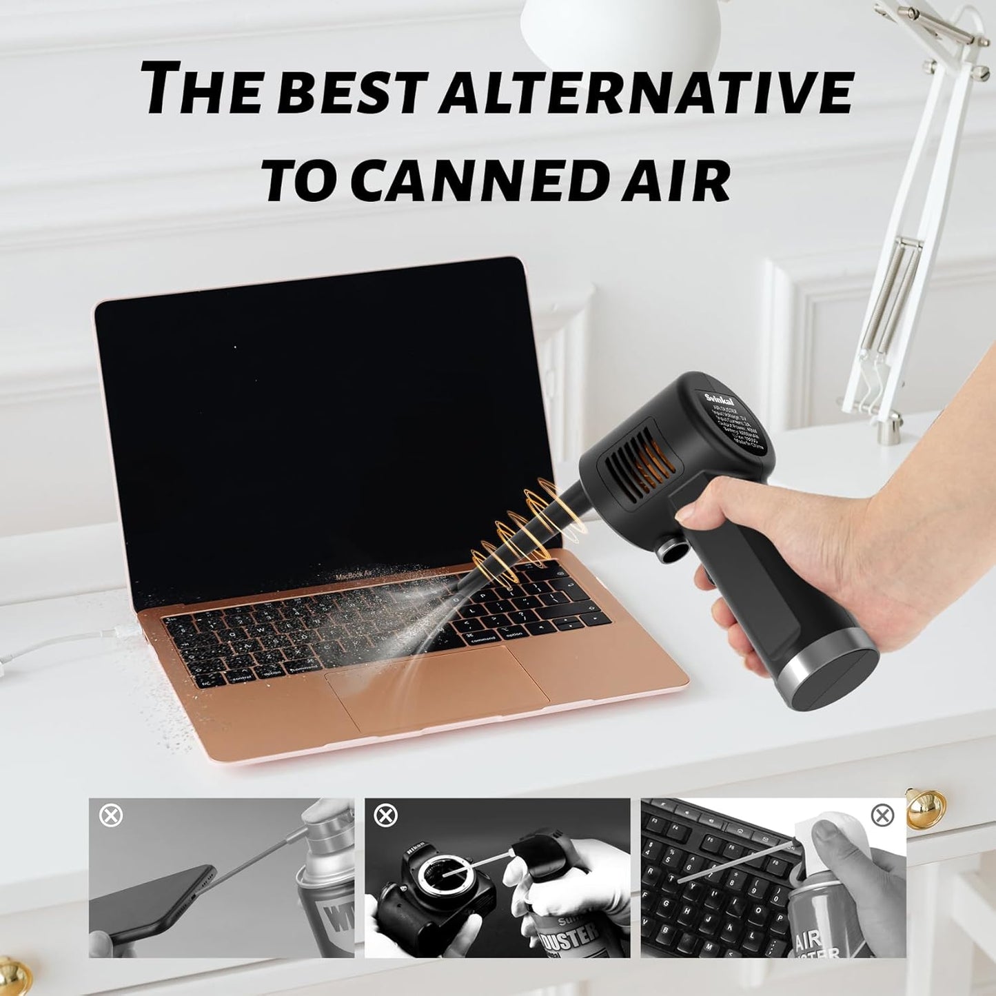 Air Duster, Handheld Cordless Air Duster, Air Blower Rechargeable, Electric Compressed air Gun Battery Operation, for Cleaning Computer Keyboard Camera Lego Toys.