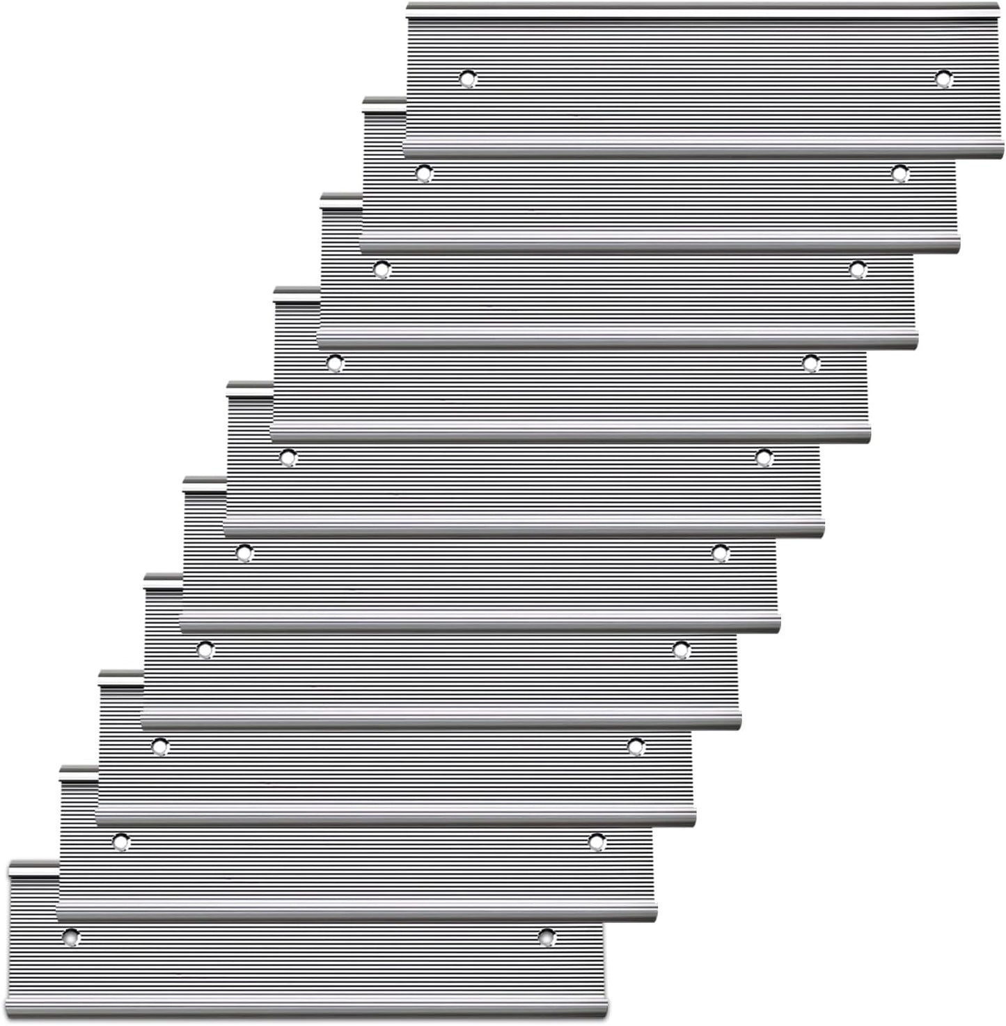 10 Pack Aluminum Name Plate Holders for Door or Wall, 2” x 8” Office Wall Mount Name Plate Holder with Textured Design and Double Sided Tape, for Office, Business, Meeting Room (Silver)