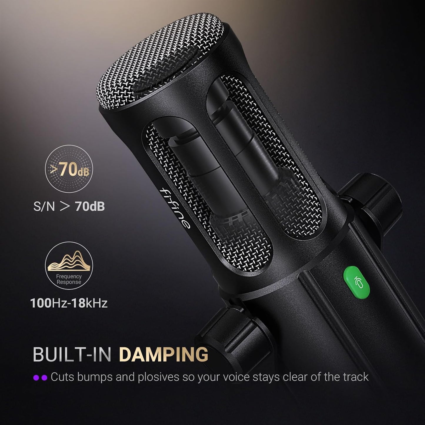 FIFINE Podcast Microphone, USB/XLR Vocal Dynamic Microphone for Recording, Broadcast, Streaming, Studio PC Mic with Frequency Respond Adjustment, Mute Button, Headphone Monitoring-AmpliTank TANK6
