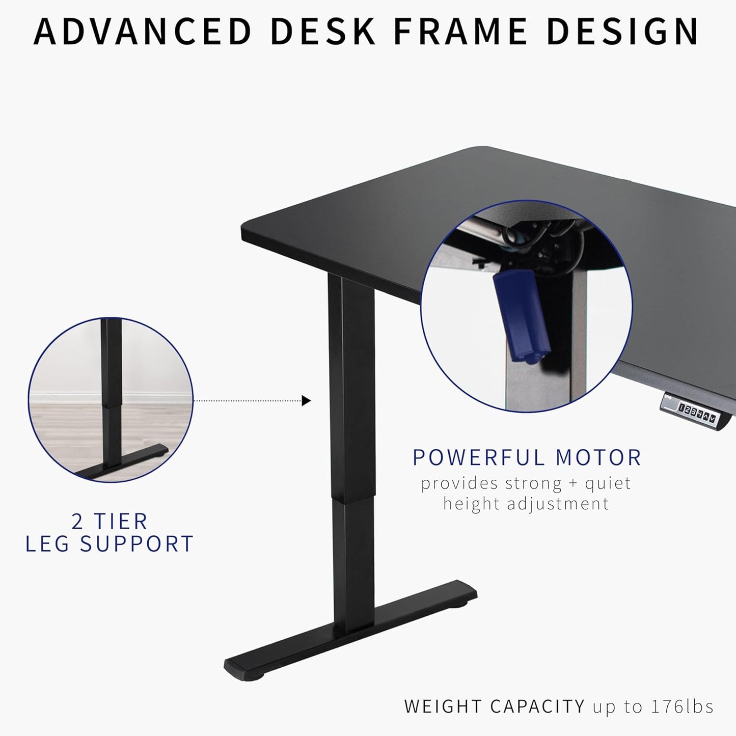 VIVO Electric 60 x 24 in Real Bamboo Standing Desk, Memory Height Adjustment, 1B Series, One-Piece Top, Black Frame, DESK-KIT-1B6O