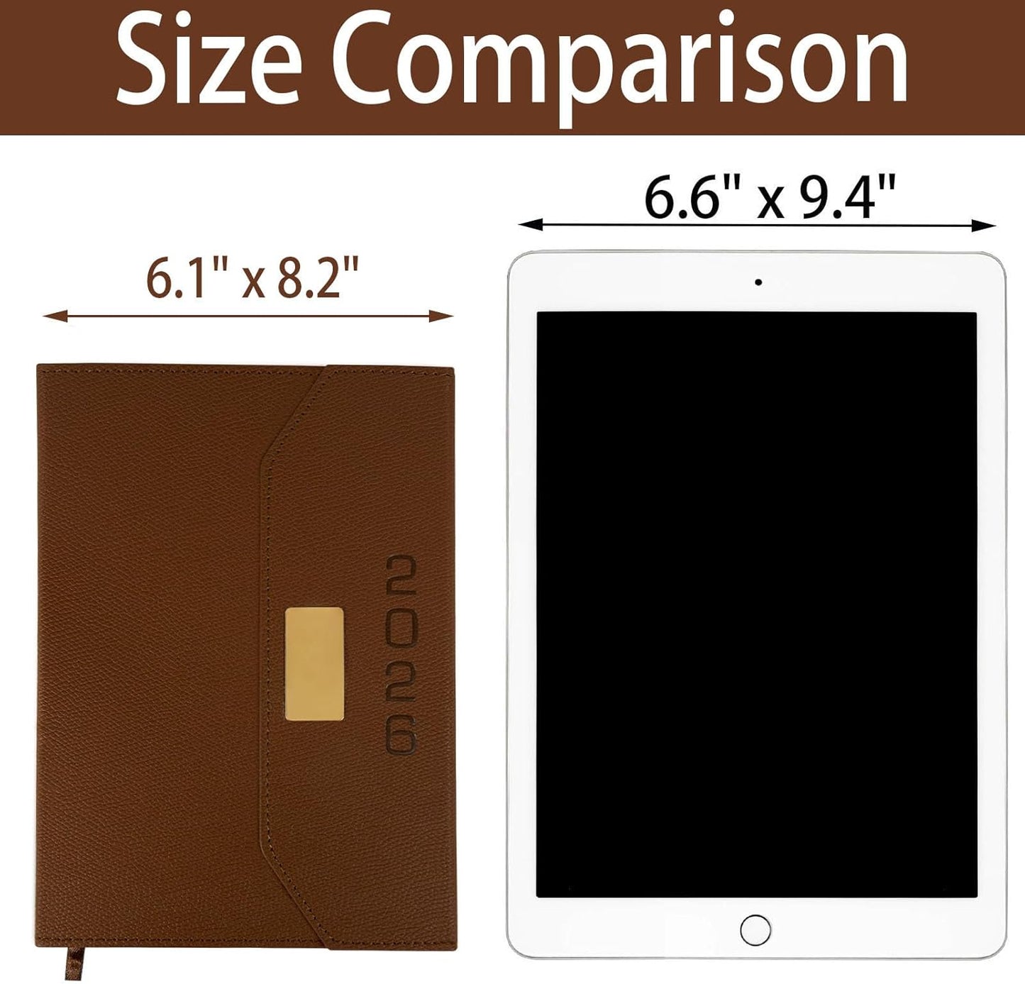 2026 Daily Monthly Planner - Calendar, January - December 2026, 100GSM Thick Paper, Leather Cover, Planner with Hourly Schedule,6.1" x 8.2", Daily Inside Page - Monthly Inside Page, Pen Holder, Bookmarks (Brown)