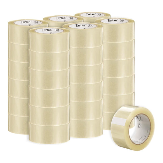 3M Tartan Box Sealing Tape 305, Clear, Light Duty, Durable, 1.88 in x 109.36 yds (48 mm x 100 m), 36 Rolls/Case