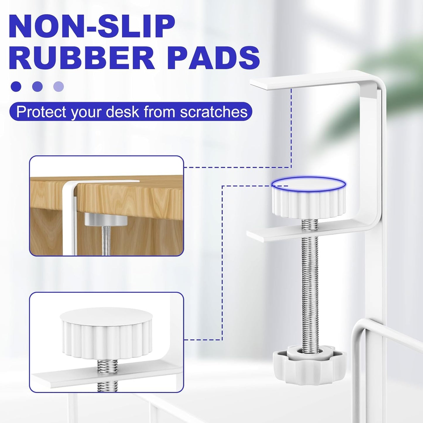 Under Desk Cable Management Tray, 15.7'' White No Drill Steel Desk Cable Organizers, Wire Management Tray Cable Management Rack, Desk Cable Tray with Wire Organizer White(2 pack)