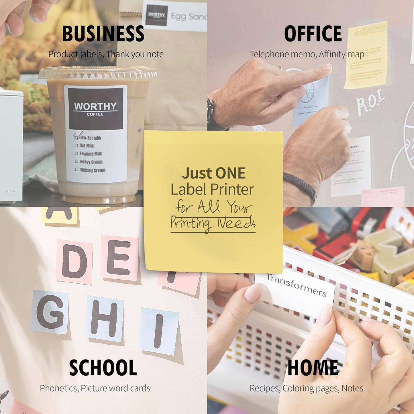 Nemonic AI | Label Printer | Sticky Note | Compatible with CHATGPT | Inkless Bluetooth Thermal Label Printer for Small Business | Portable Wireless