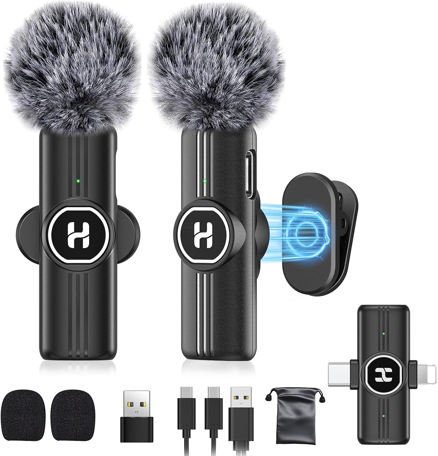 Mini Wireless Lavalier Microphone for iPhone, iPad, Android Phone - Noise Reduction Lapel USB C Bluetooth Mic for Recording, Clip on Omni Lav Mic for Video Recording, Tiktok, YouTube, Vlog