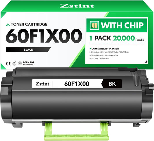 60F1X00 Toner Cartridge Black 1-Pack Extra High Yield With Chip Replacement for Lexmark 601X 60F1X00 Toner Compatible with Lexmark MX510de MX511 MX511de MX511dte MX610de MX611 MX611de MX611dfe Printer