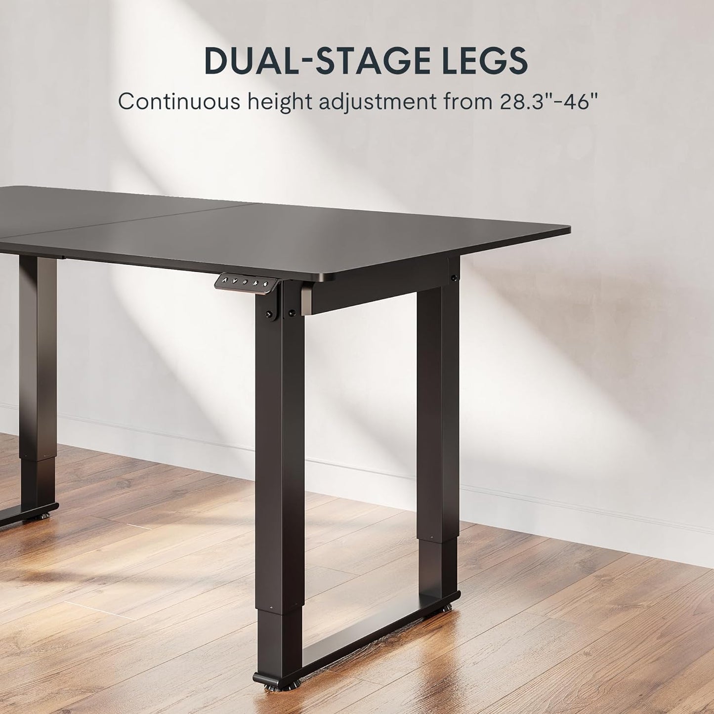 FLEXISPOT 4 Leg Standing Desk 71 x 32 Inch Electric Adjustable Height Sit Stand Desk with Splice Board Home Office Desk, Black Top + Black Frame