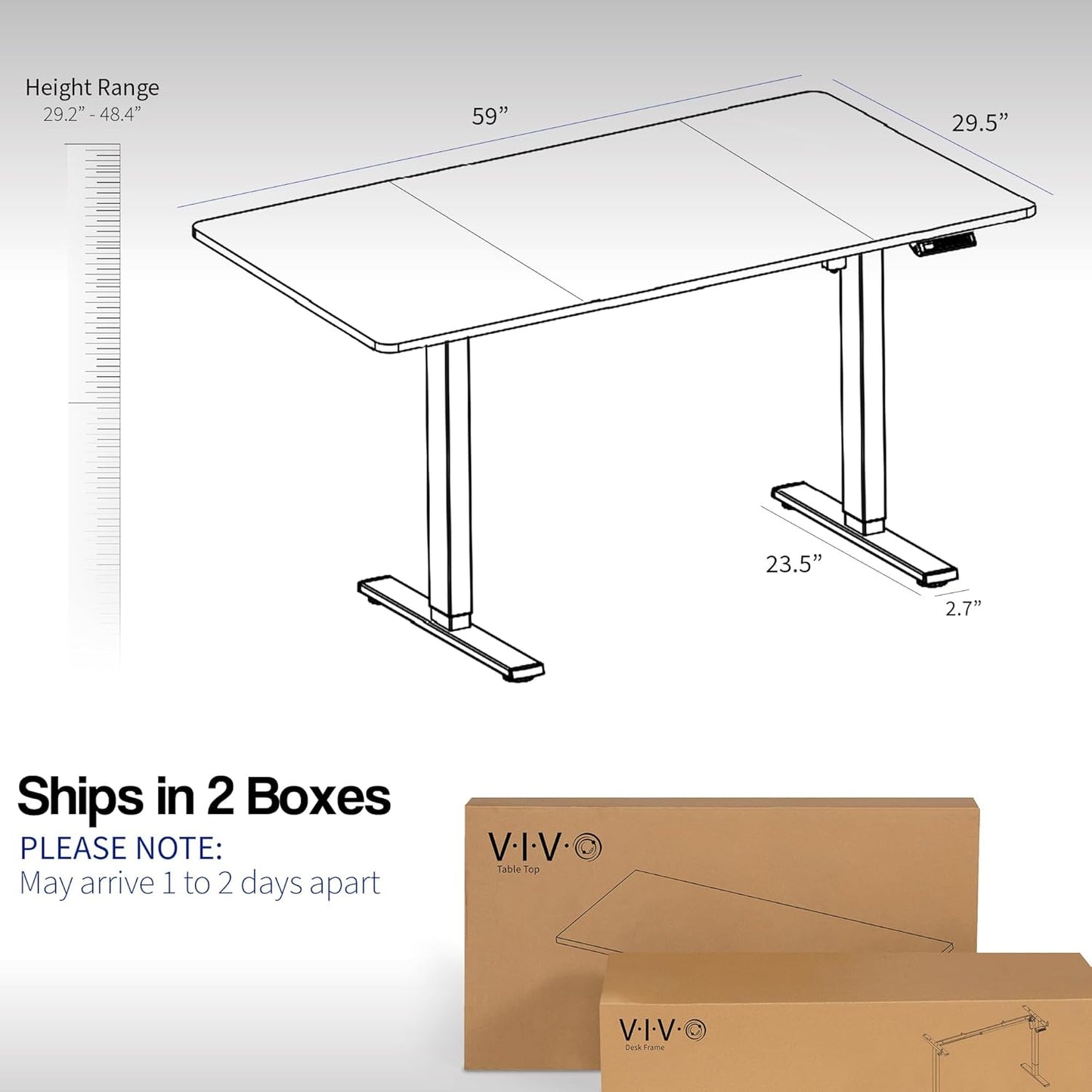 VIVO Electric 60 x 30 in Standing Desk, Memory Height Adjustment, 1B Series, White Top Black Frame, DESK-KIT-1B6W-30