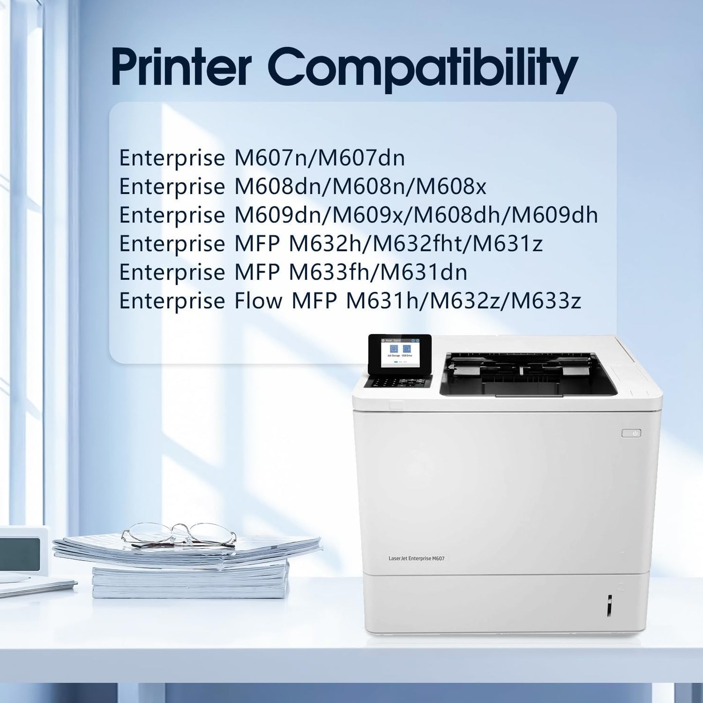 37A Black Toner Cartridges Replacement Compatible for 37A CF237A M607 M608 Toner Enterprise M607n M607dn M608n M608dn M608x M609 MFP M631 M632 M633 Printer (2 Black)