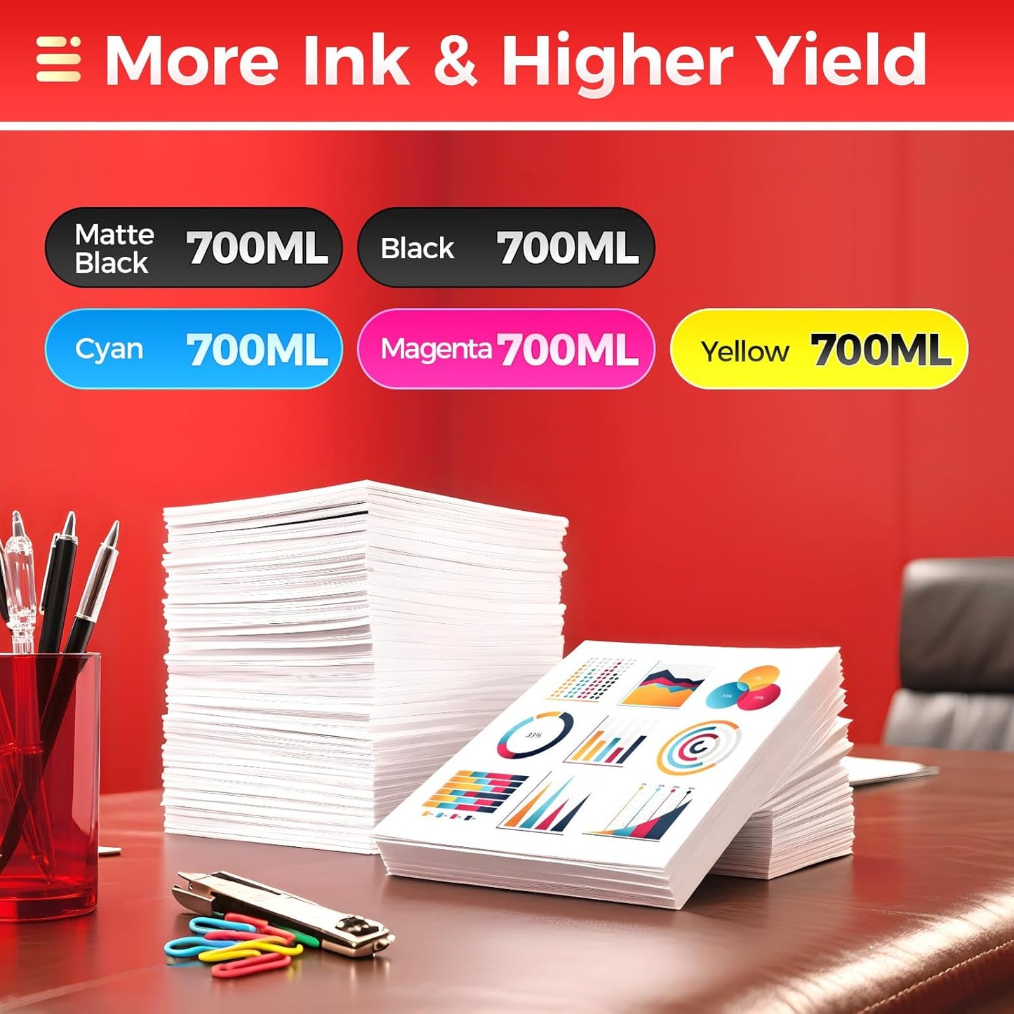 PFI-710 Pigment Ink Tank Set 5-Pack 700ml High Capacity Replacement for Canon PFI-710 PFI710 Ink Cartridges Compatible with Canon imagePROGRAF TX-2000 TX-2100 TX-3000 TX-3100 TX-4000 TX-4100 Printer