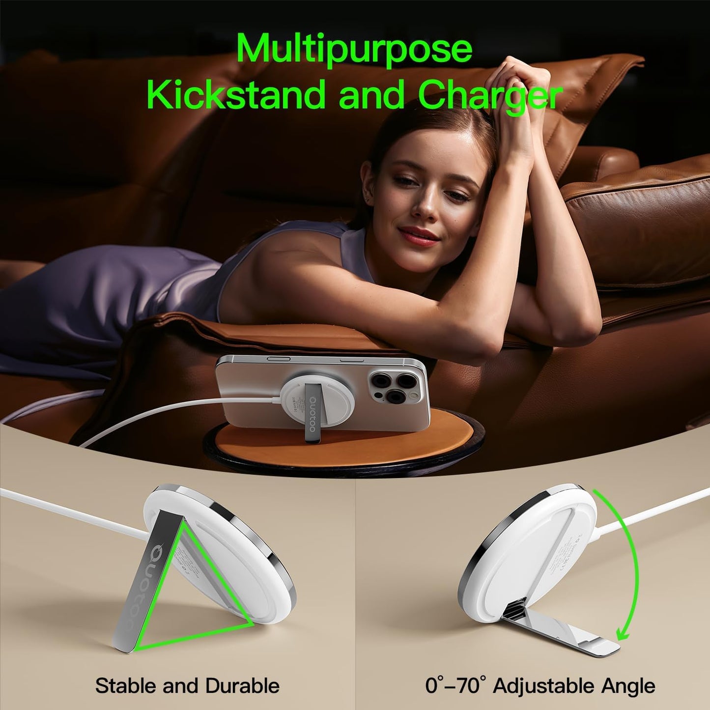 2025 Apple 15W Mag-Safe Charger （2 Pack） 4FT Magnetic Wireless Charger with 20W Fast Charging Block Compatible with iPhone17/16/15/14/13/12 Series & AirPods 4/3/2/Pro/for iPhone Wireless Charger Stand