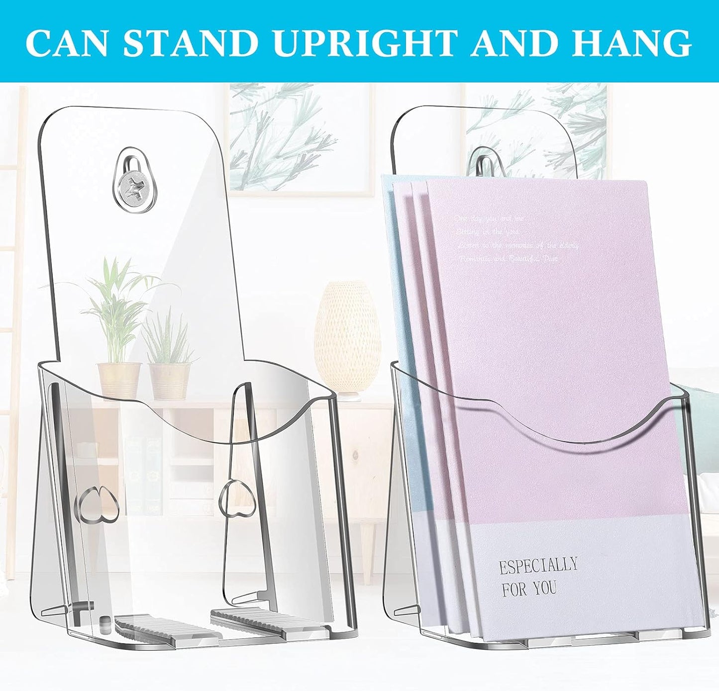 10 Pieces Acrylic Brochure Holder Stand Pamphlet Holder 4 x 7.9 Inches Clear Literature Display Rack Plastic Flyer Display Stand for Vendors, Brochure, Trifold, Magazine, Pamphlet, Booklets, Menu