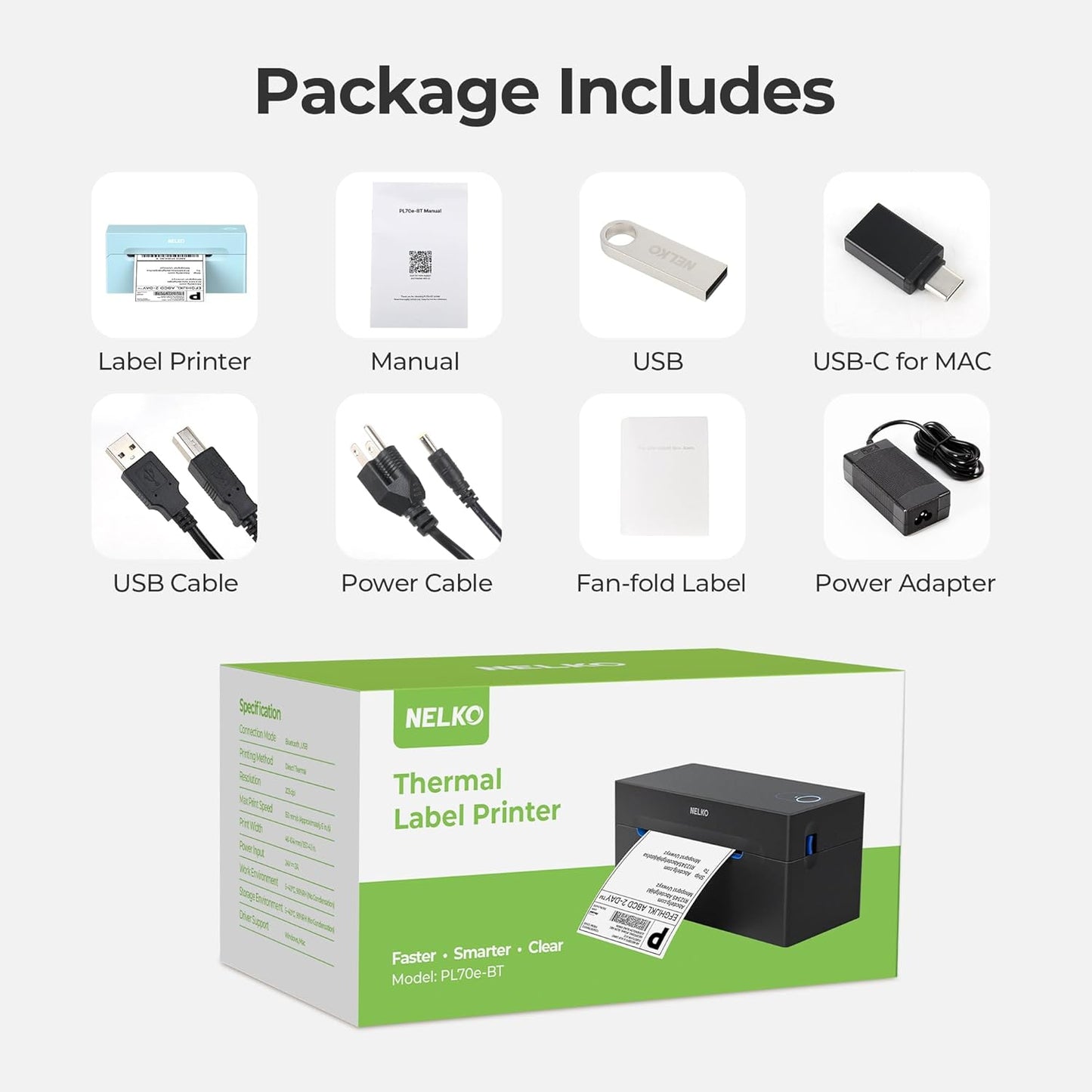 Nelko Bluetooth Thermal Shipping Label Printer, 4x6 Shipping Label Printer for Shipping Packages, Support Android, iPhone and Windows, Widely Used for Amazon, Ebay, Shopify (Blue)