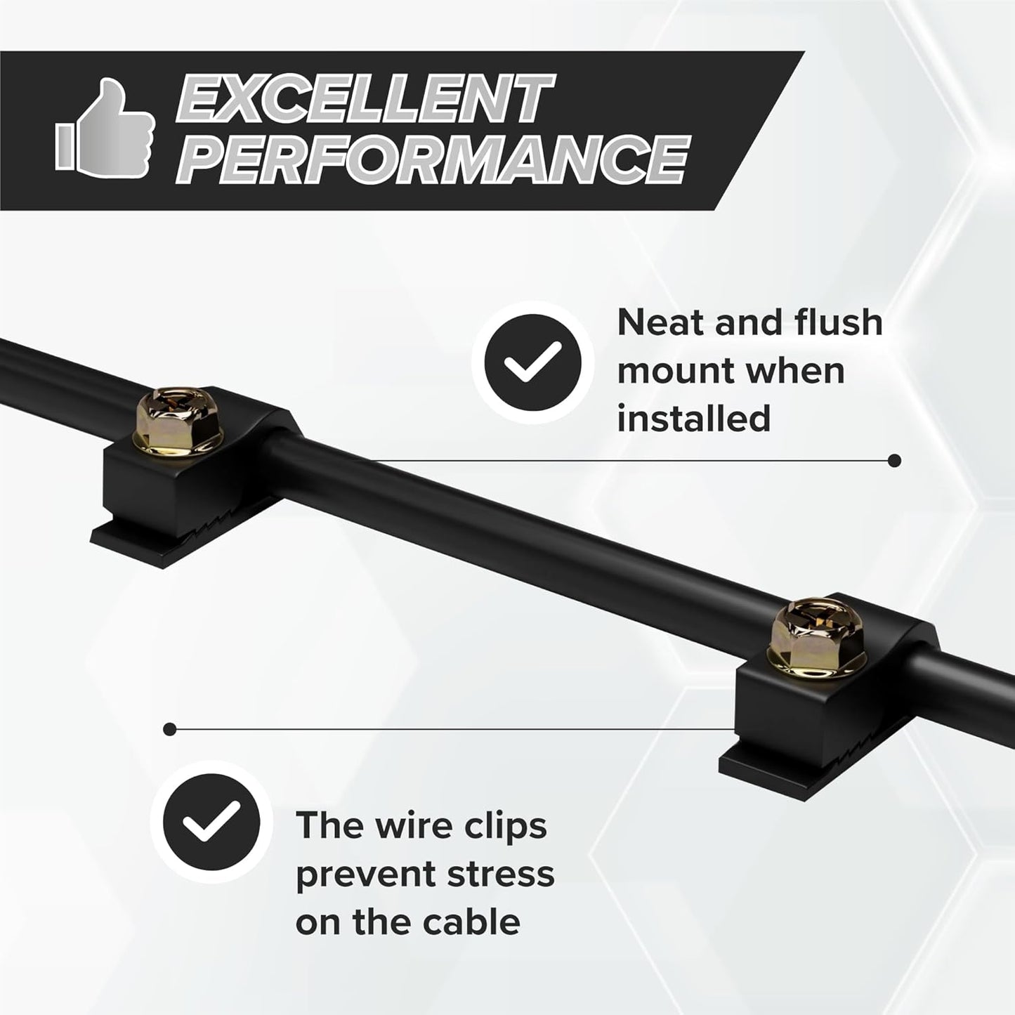 THE CIMPLE CO Wire Clips, Single Cable Wall Clip, Coaxial, Cat6, Electrical Wire, Ethernet, 1/4 in (6 mm) Screw Fastener, 10 Pack, Black