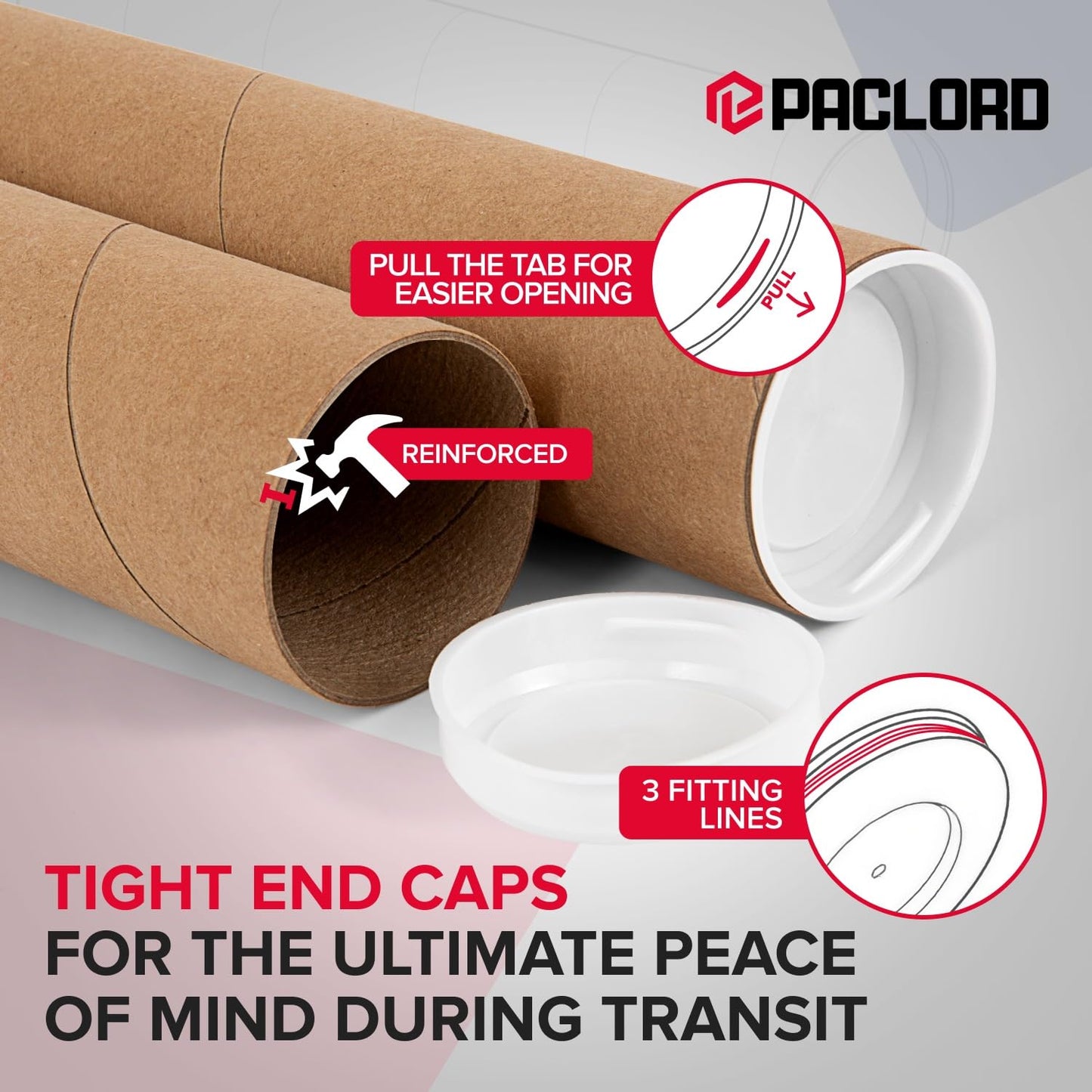 4" x 18" Heavy-Duty Reinforced Cardboard Mailing Tube, Pack of 4 Tubes with 8 Caps – Secure USPS Approved – Great for Shipping and Storing of Prints, Artwork, Posters or Documents