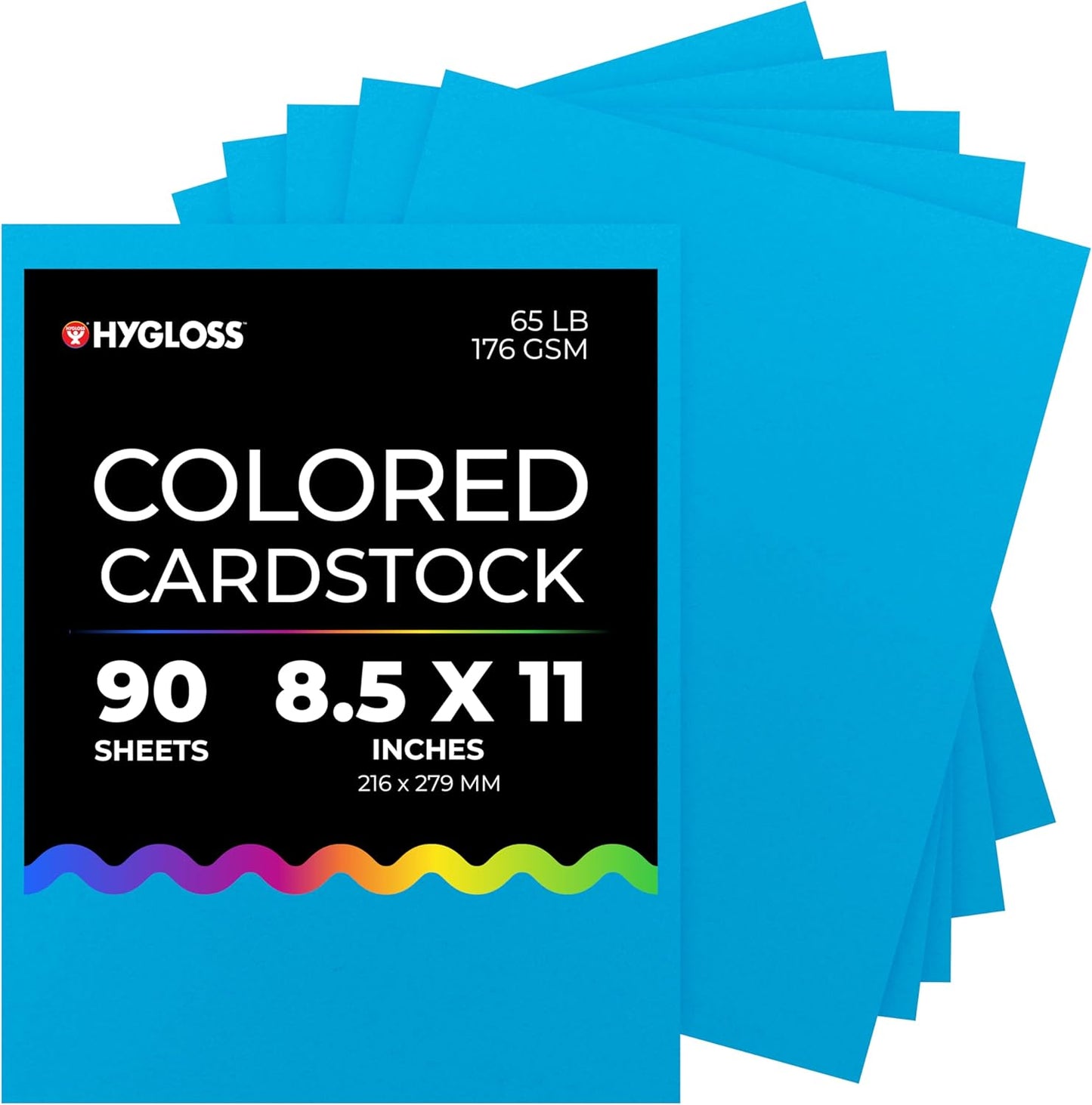 Hygloss Dark Blue Bright Colored Cardstock - 8.5x11-Inch, 90 Sheets, 65 lb/ 176 gsm, Fade-Resistant, Acid-Free Color Card Stock Paper
