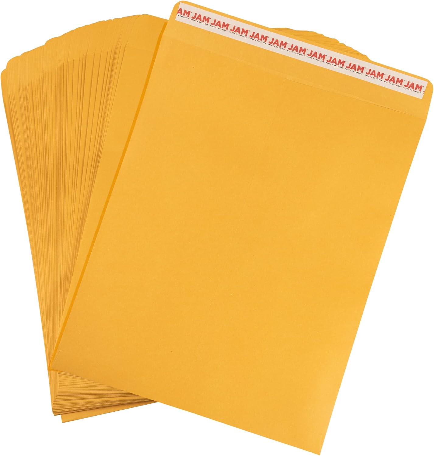 JAM PAPER 11 1/2 x 14 1/2 Open End Catalog Commercial Envelopes with Peel and Seal Closure - Brown Kraft Manila - Bulk 250/Box