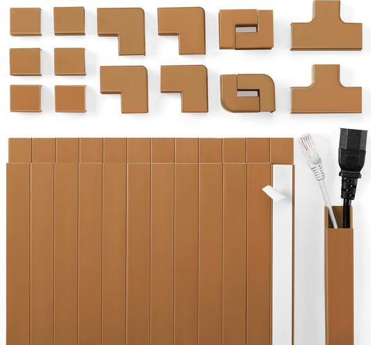 Wire Covers for Cords Kit-392.5in Wire Hiders for TV on Wall, Cord Cover Wall, Cord Hider Wall Mounted TV, TV Cable Hider Wall Kit for Wire Cover, Cord Concealer, 25 x L15.7 W 0.95H 0.55in, Brown