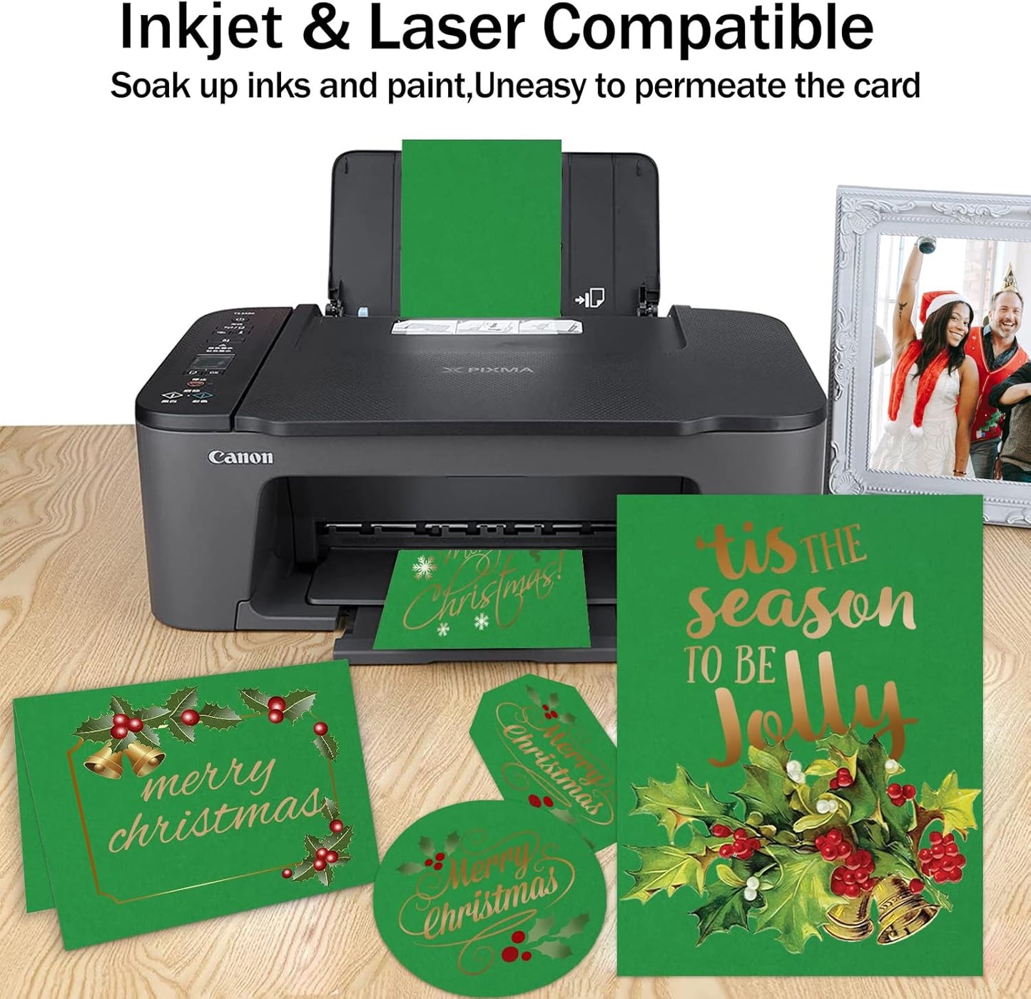 100 Sheets Green Cardstock 8.5 x 11, Goefun 80lb Green Card Stock Thick Printer Paper for Christmas Cards Making, Invitations and Craft