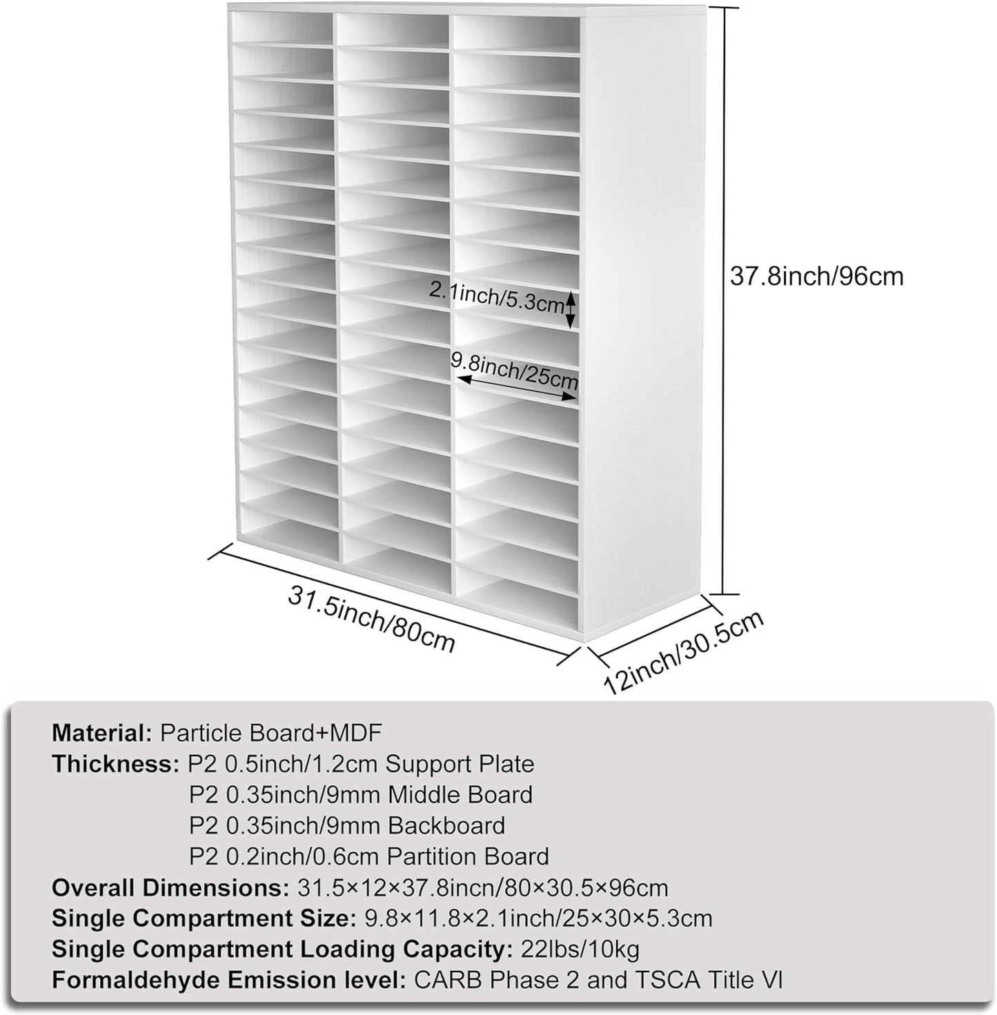 Mail Sorter Wood Literature Organizer, Student Mailbox for Classroom, Desktop Bill Paper Organizer for Office Home School, 48 Compartments, Black