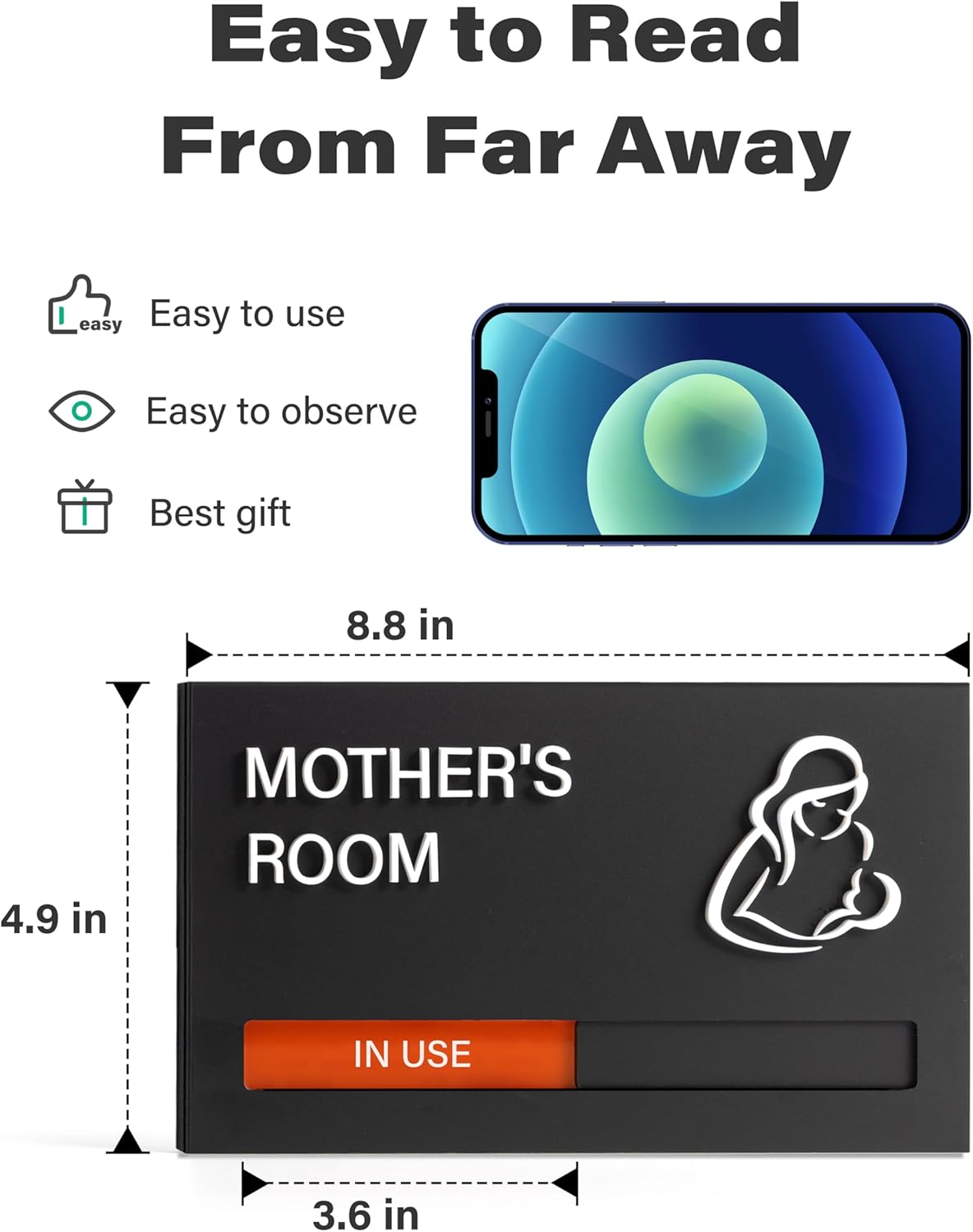 In Use Available Privacy Sign, 9'' x 5'' Magnetic Slider Door Indicator Signs for Mother's Room Conference's Room Wellness Room, Privacy Decor for Office Hospital