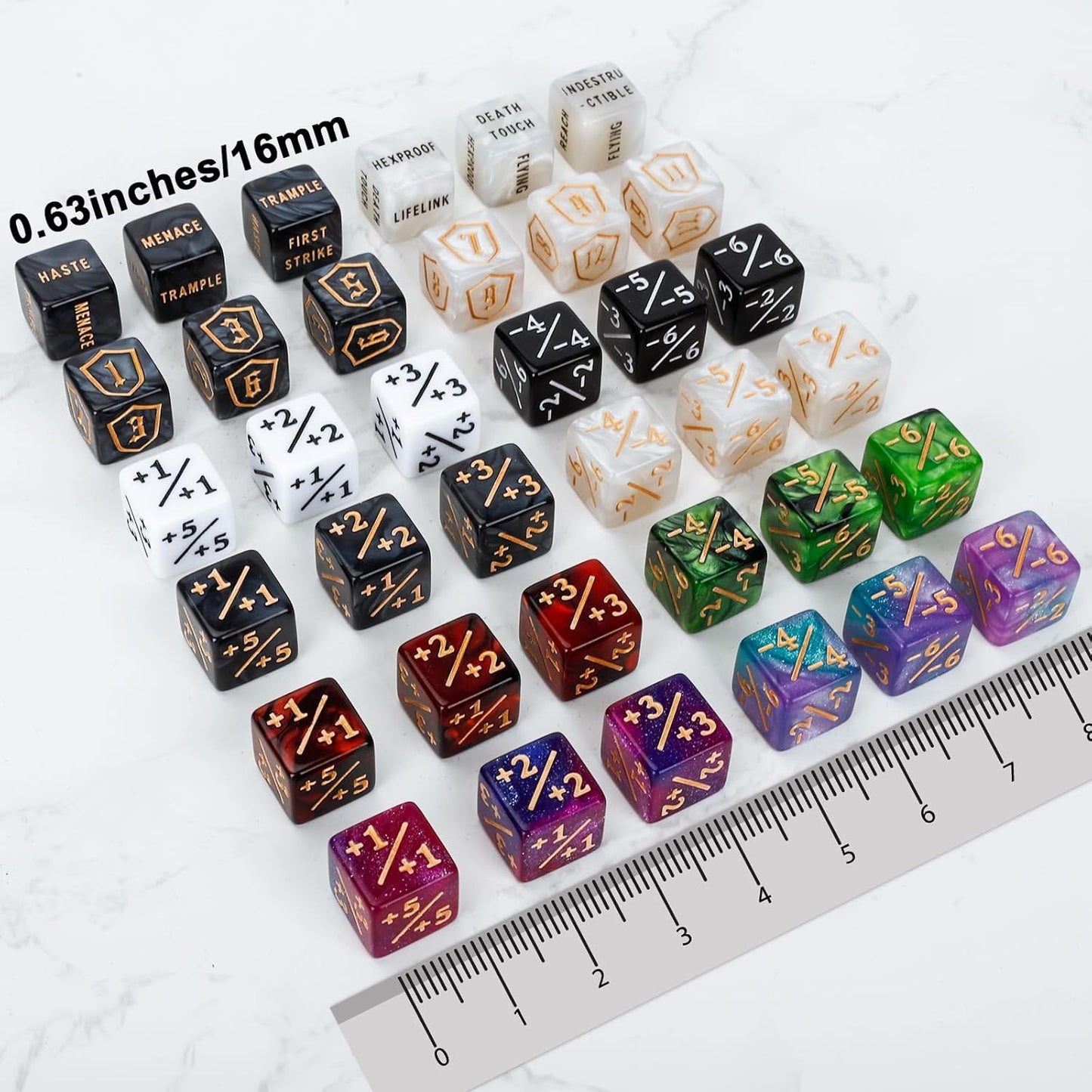 102 Pieces MTG Dice Counters Set Bulk Ability Keyword Tokens Shield Life Counters 6 Sided Dice for Magic The Gathering TCG Card Gaming Accessories 1