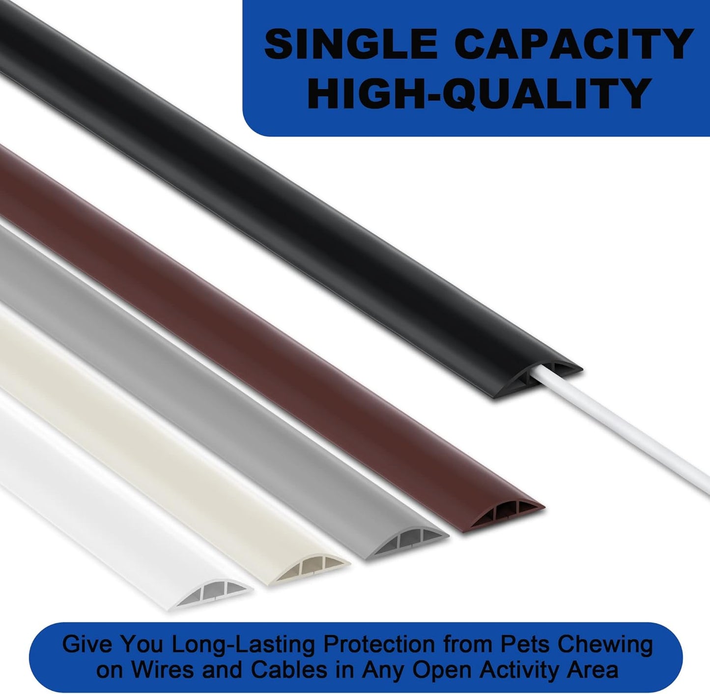 4ft Cord Covers for Wires on Floor, LZEOY Extension Floor Cable Cover, Beige Floor Cable Management, Hide Cord Cover Floor, Electrical Cable Hider Cord Protector Floor, Cable Cavity: 0.78" W x 0.32" H