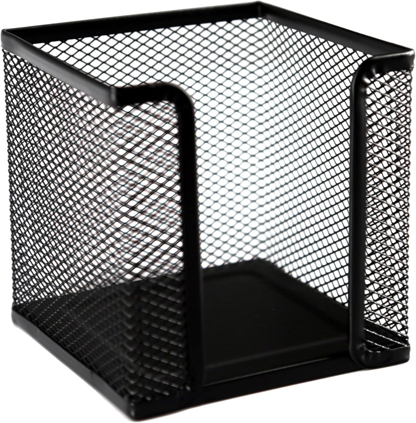 Huron Desktop Desk Sticky Note Pad Memo Note Cube Holder Dispenser for Office Home School, Black Metal Mesh (1/4/24/72) (4 pc)