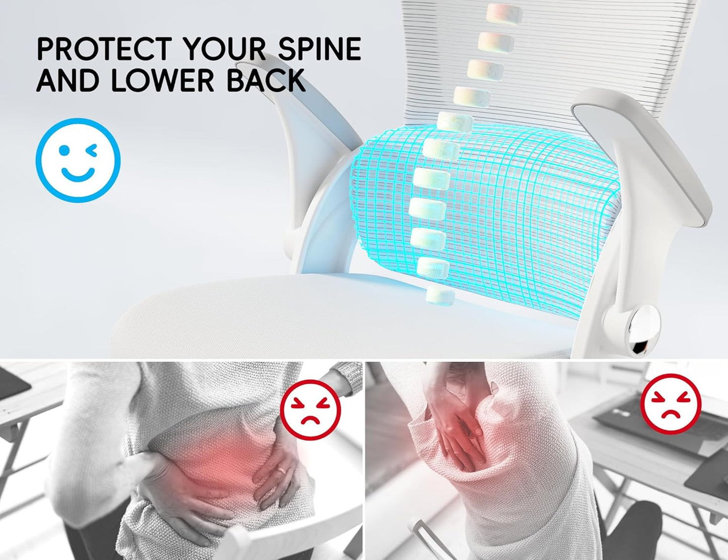 TRALT Office Chair - Ergonomic Office Chair with Back Support, Computer Chair - Home Office Desk Chairs, 330lbs Wide Seat Big and Tall Office Chairs with Headrest, Comfy Desk Chairs (White)