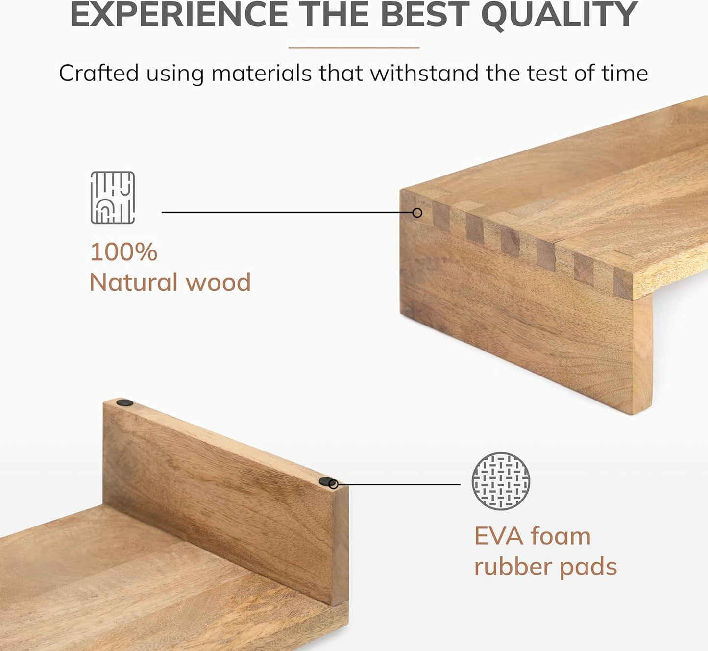 Anji Mountain Wooden Monitor Stand - Elegant Monitor Riser, Perfect Monitor Stand for Desk Organization, Durable Wood Construction monitor stands, Enhances Ergonomics and Workspace Efficiency,Natural