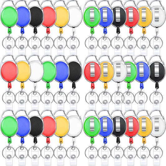 Honoson 20 Pcs Heavy Duty Retractable Badge Reels Batch ID Badge Holder Retractable Clip Bulk Key Holder with Ring for Office Worker Employee, Doctor Nurse Gifts (Bright Color)
