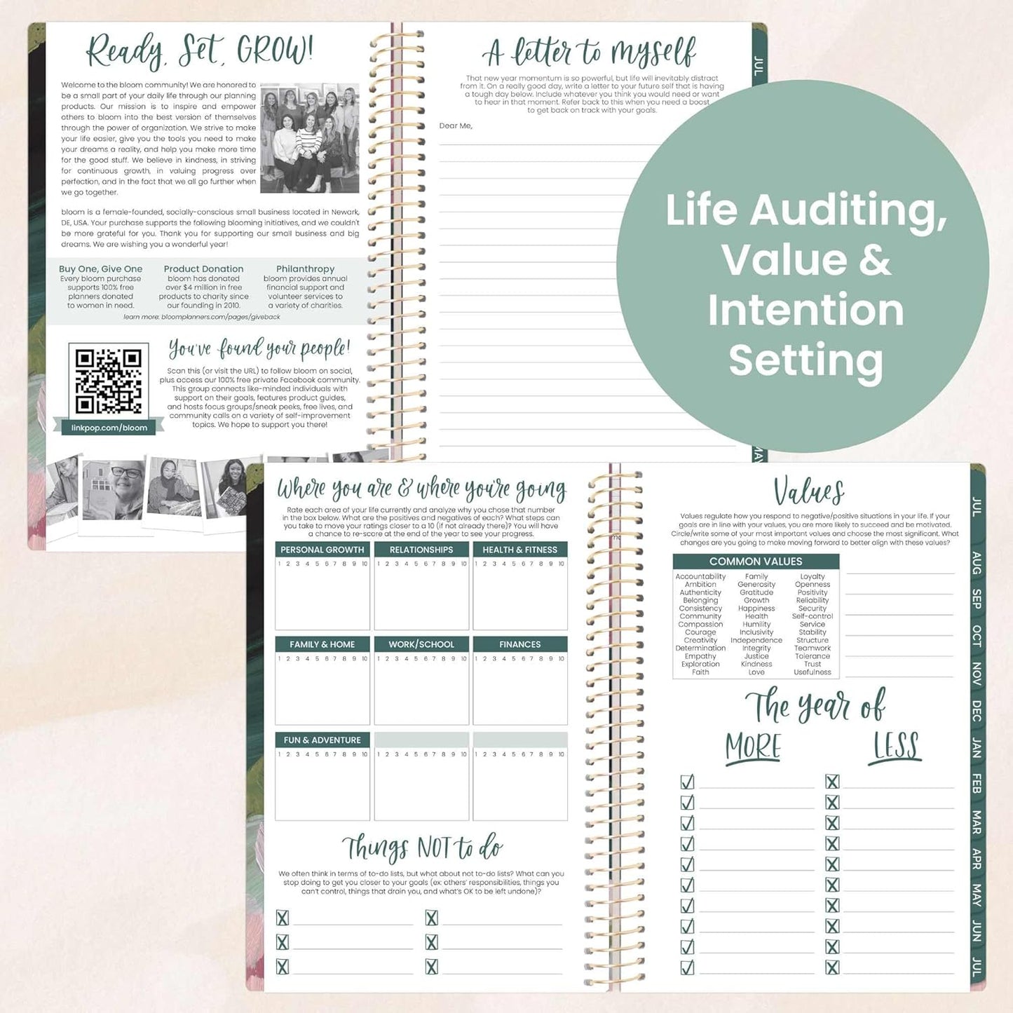 bloom daily planners 2025-2026 Academic Year Daily Planner (July 2025 - July 2026) - A5 Weekly & Monthly Calendar Agenda Organizer Book with Stickers - 5.5" x 8.25" - Emerald Paint Strokes