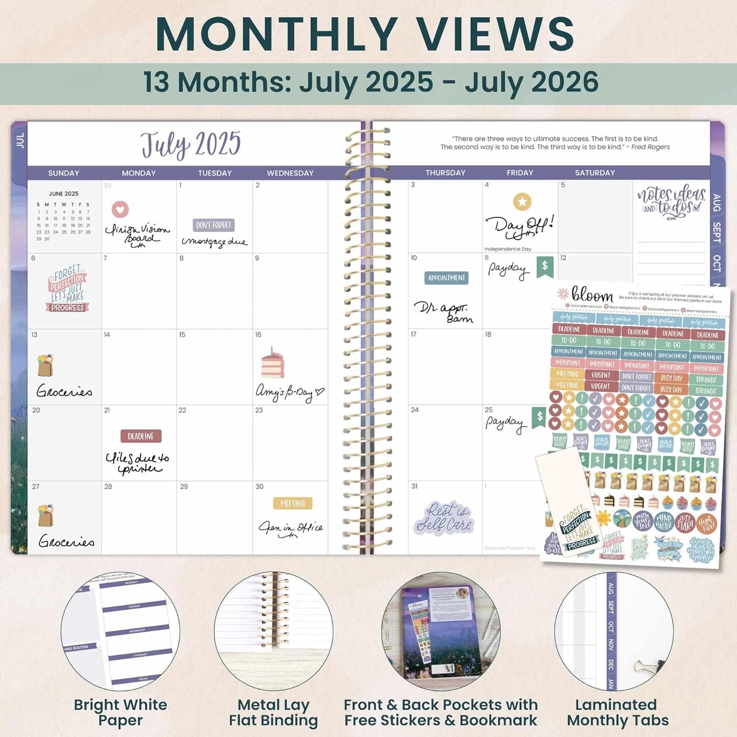 bloom daily planners 2025-2026 (8.5" x 11") Academic Year Day Planner (July 2025 - July 2026) - Weekly & Monthly Dated Agenda Organizer with Stickers & Tabs - Mystical Mountains