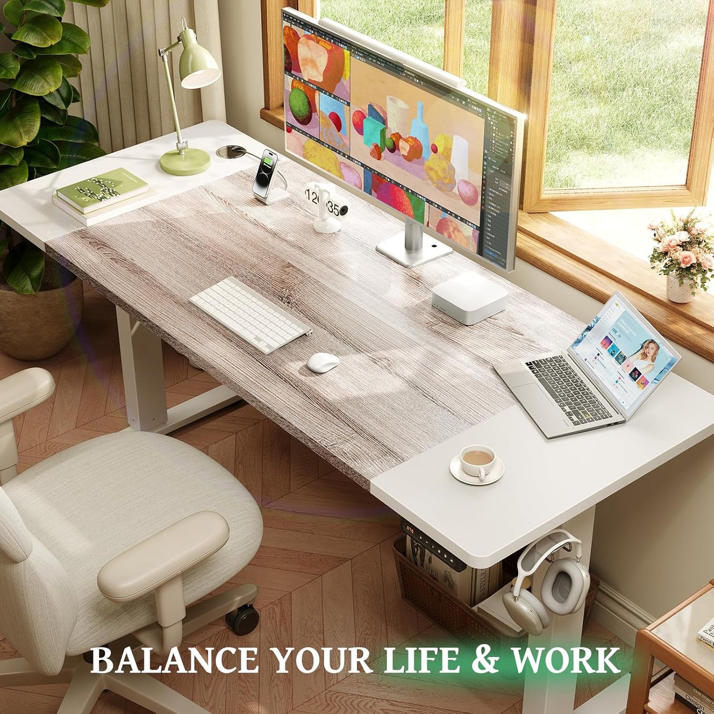 SIAGO Electric Standing Desk Adjustable - 63 x 24 Inch Sit Stand up Desk with Cable Management - 3 Memory Preset Adjustable Height Table