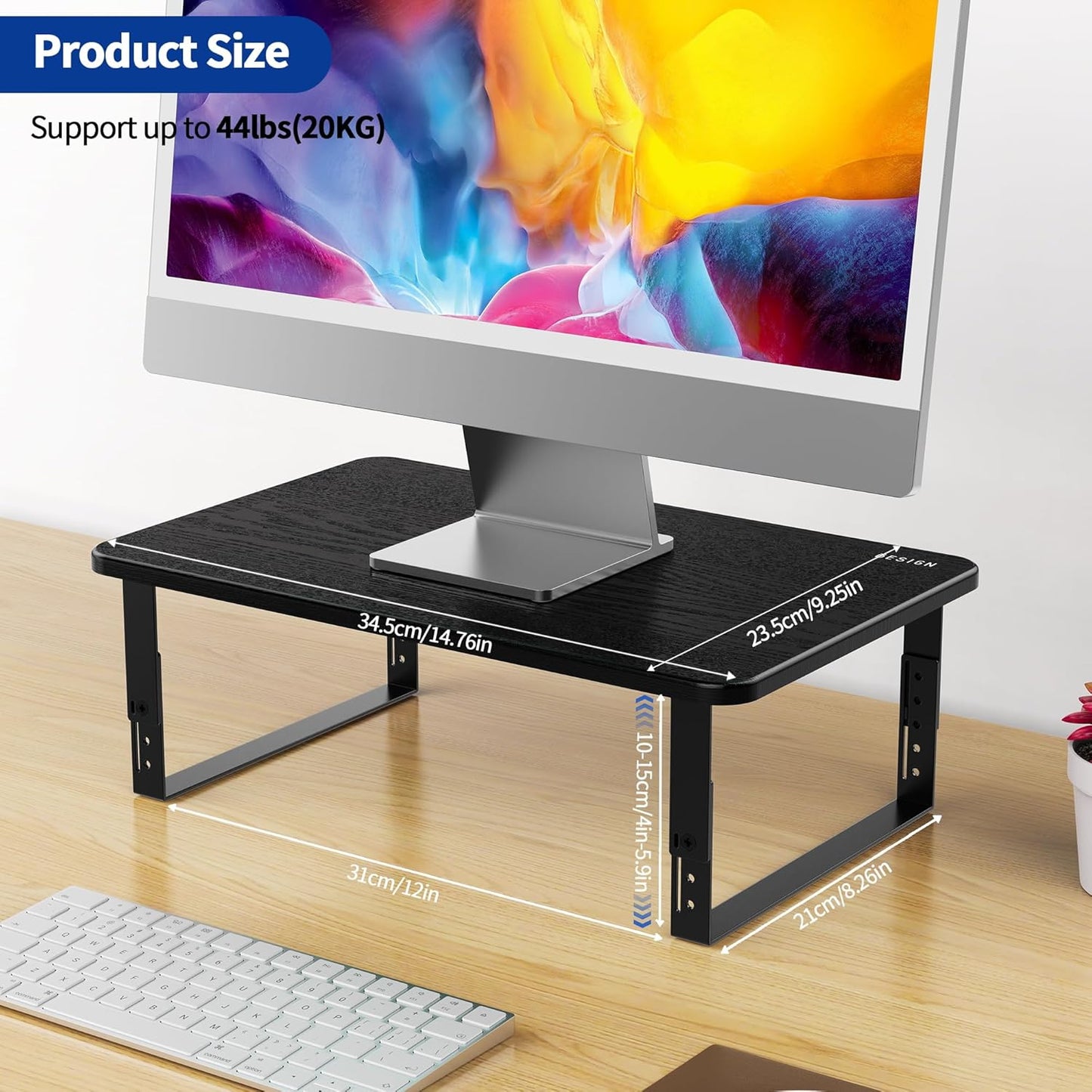 BESIGN MS01 Monitor Stand Riser, Height Adjustable Laptop Stand, Computer Monitor Stand for Monitor, Computer,Laptop,Printer (Black)