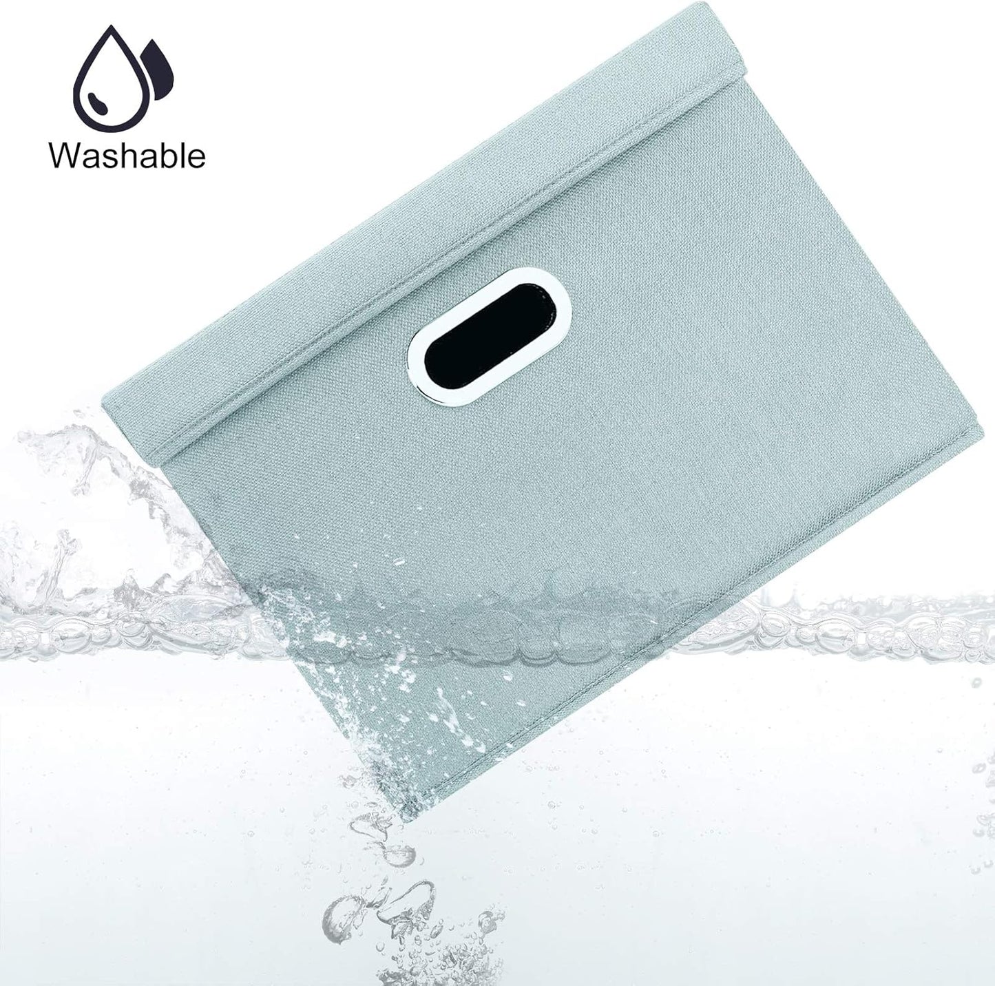 TYEERS Collapsible Storage Bins With Lids, Large Fabric Storage Boxes - 2 Pack - Aqua Spring