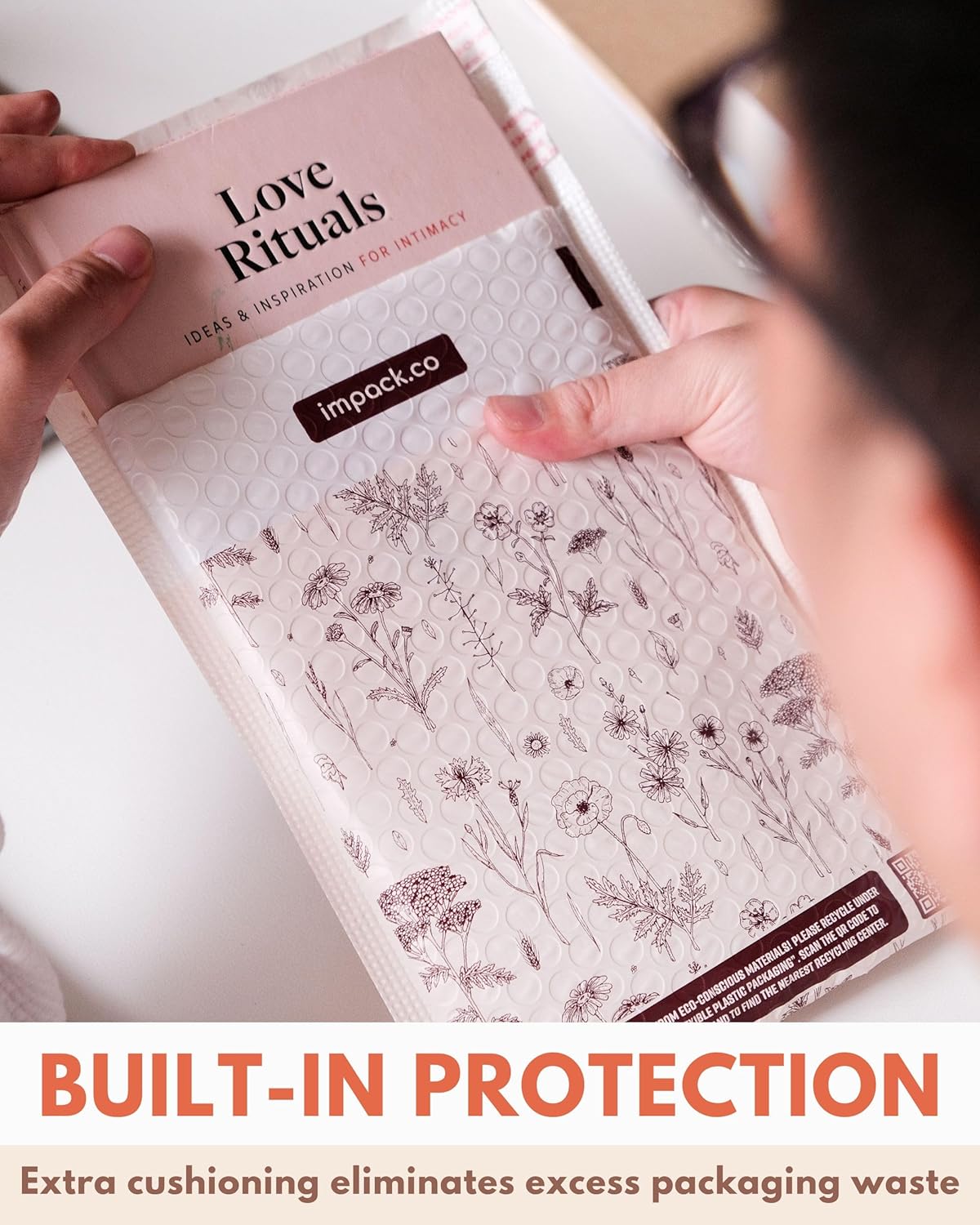 Bubble Mailers 6x9-25 Pack Biodegradable Shipping Bags for Stationery and Small Accessories - Impack Self-Seal Protective Thick Mailing Envelope for Small Items - Wildflower