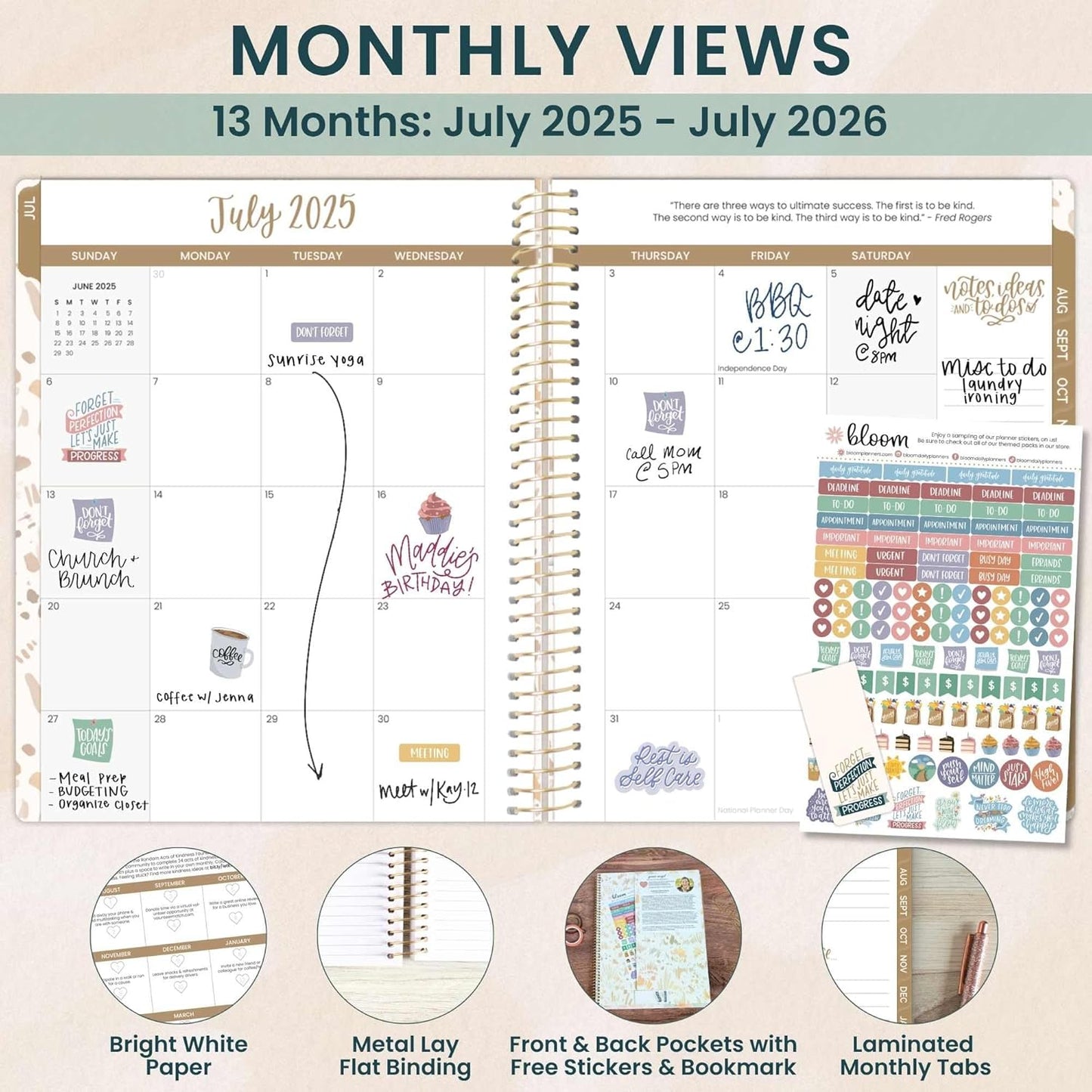 bloom daily planners 2025-2026 (8.5" x 11") Academic Year Day Planner (July 2025 - July 2026) - Weekly & Monthly Dated Agenda Organizer with Stickers & Tabs - Moments of Grace
