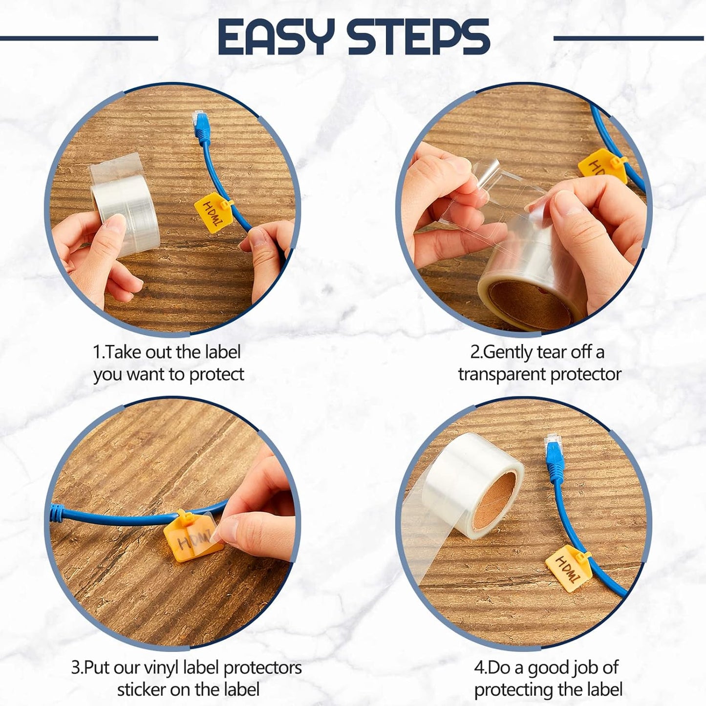 1000 Pieces Label Protector Clear Labels Wafer Seals Waterproof 0.59 x 0.98 Inch Back to School Clear Covers for Protecting Barcodes, Numbers and Stickers