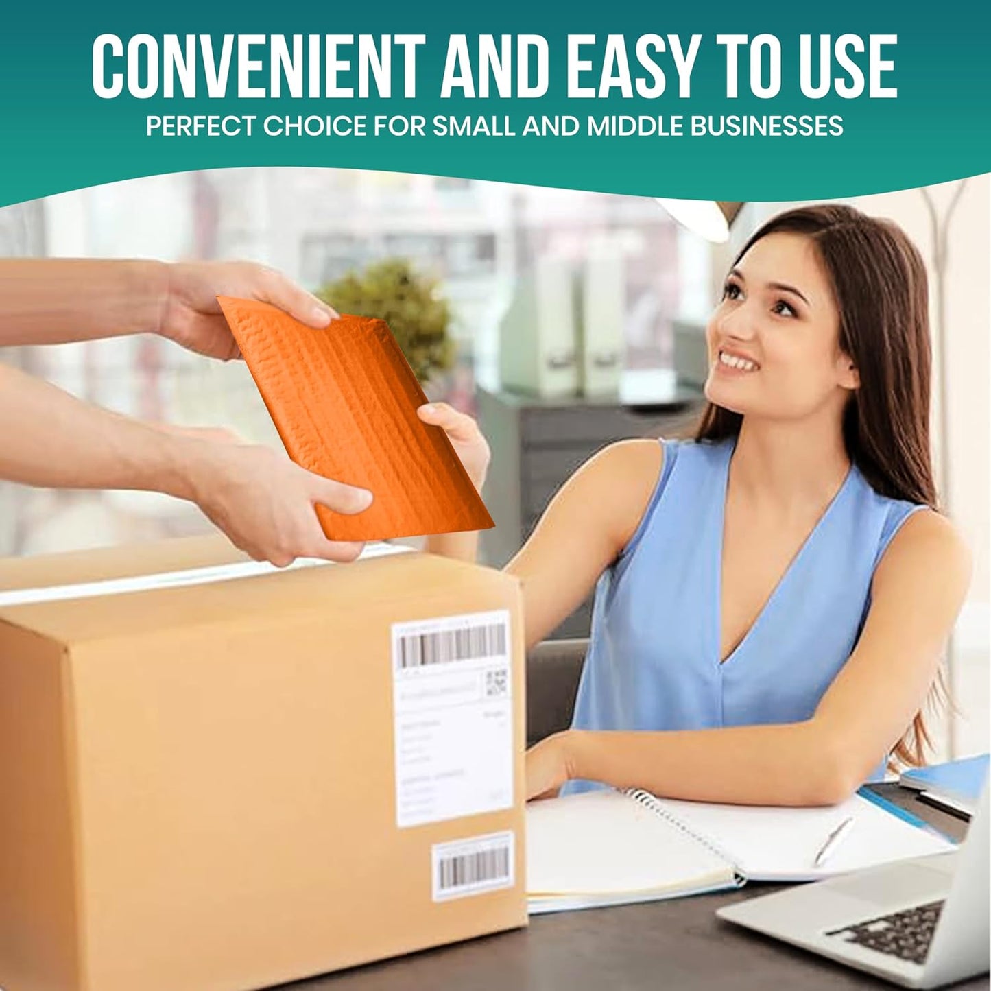 Levex - #000 4" x 8" [5 Pack] Orange Poly Bubble Mailers, Padded Envelope Mailers, Packing Envelope & Mailing Bags for Shipping