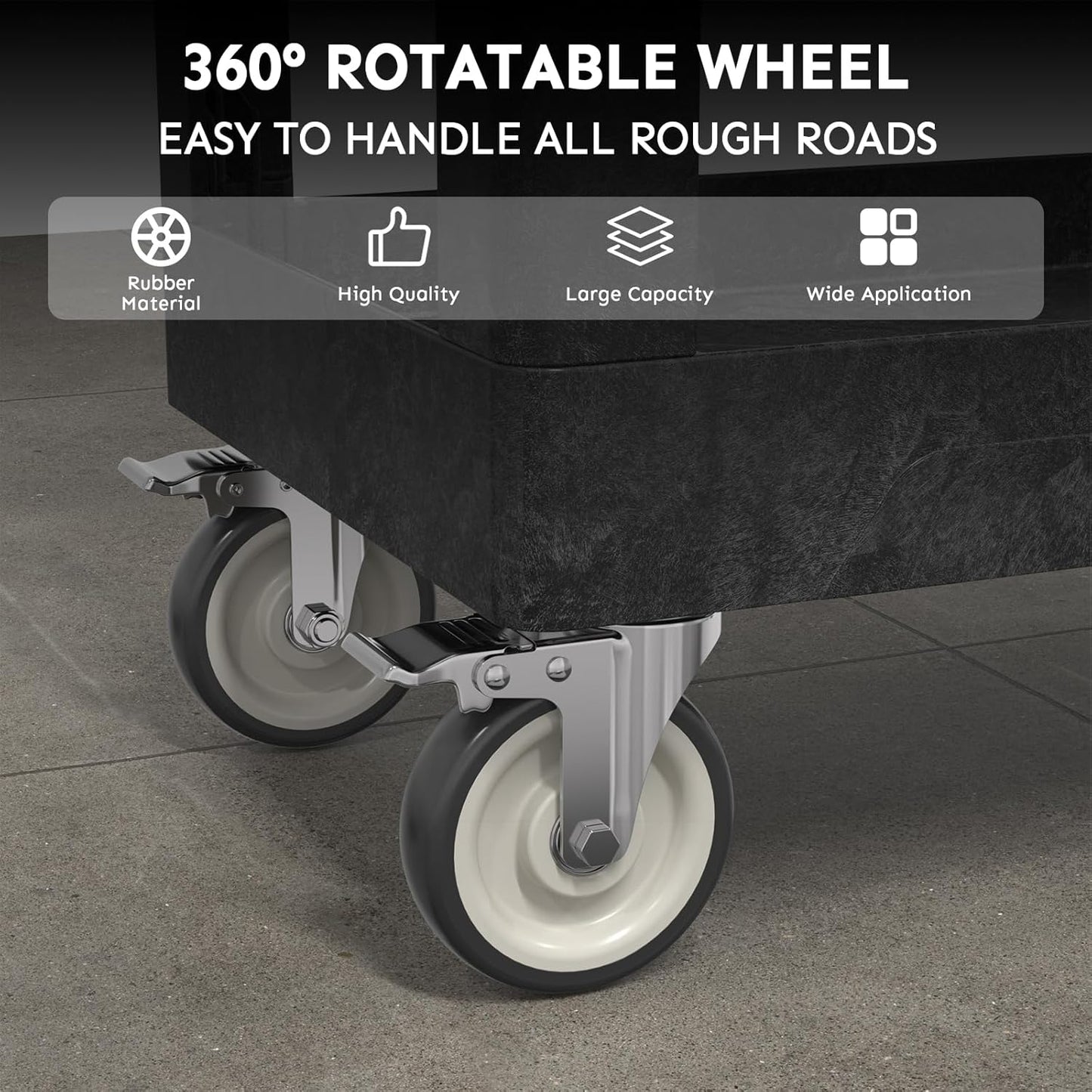 Utility Cart on Wheels, 1000 lbs Capacity Rolling Service Cart, 34 x 17 Inch Work Carts, 2 Shelf Heavy Duty Plastic Tool Cart, Lipped Shelves, for Warehouse, Garage, Cleaning, Black